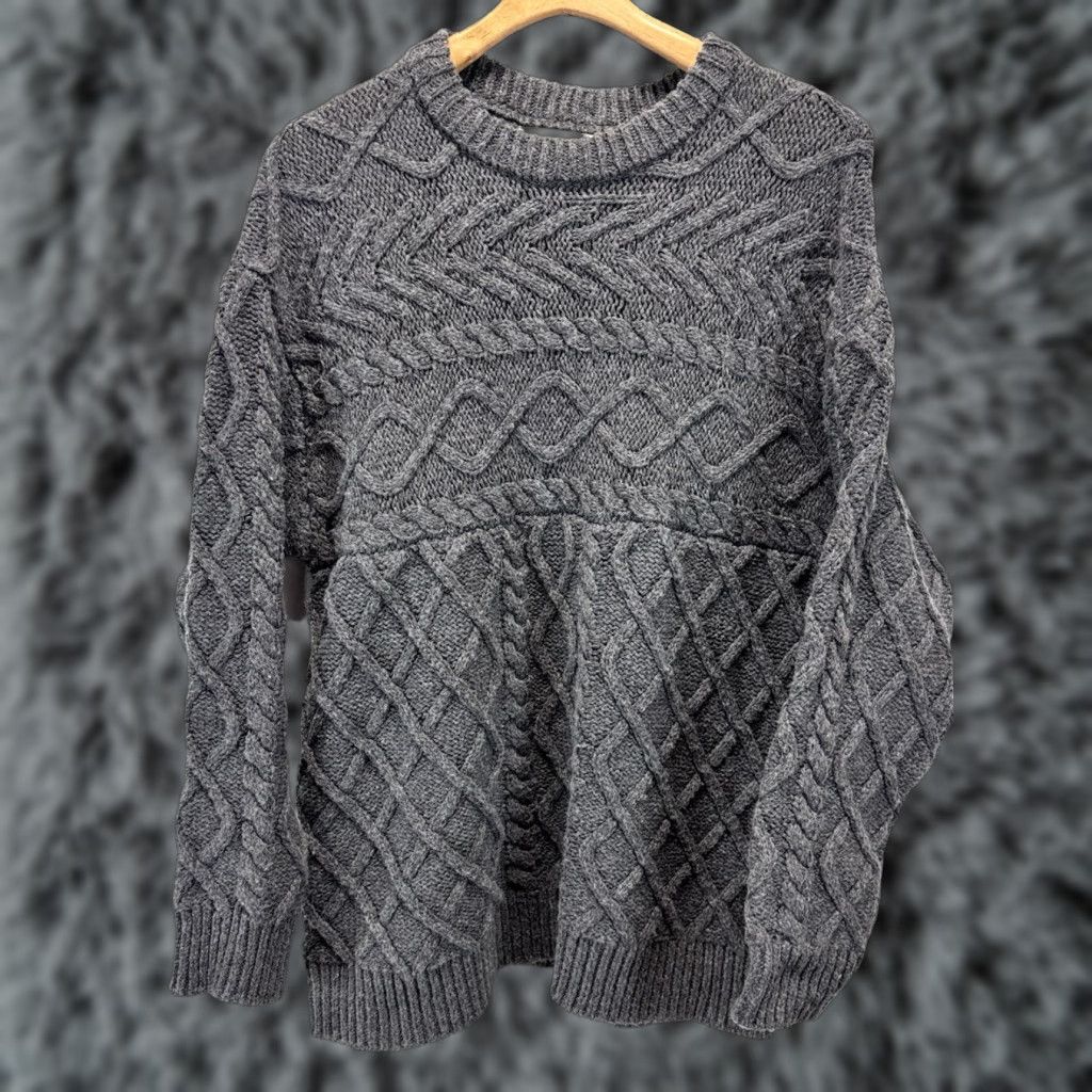 Vintage VINTAGE Aelfric Eden Fisherman Knit Sweater Men’s Large Grey Chunky Crew Neck Pullover Knitwear, Nautical, Preppy, Winter Casual, Heavyweight Size US L / EU 52-54 / 3 - 1 Thumbnail
