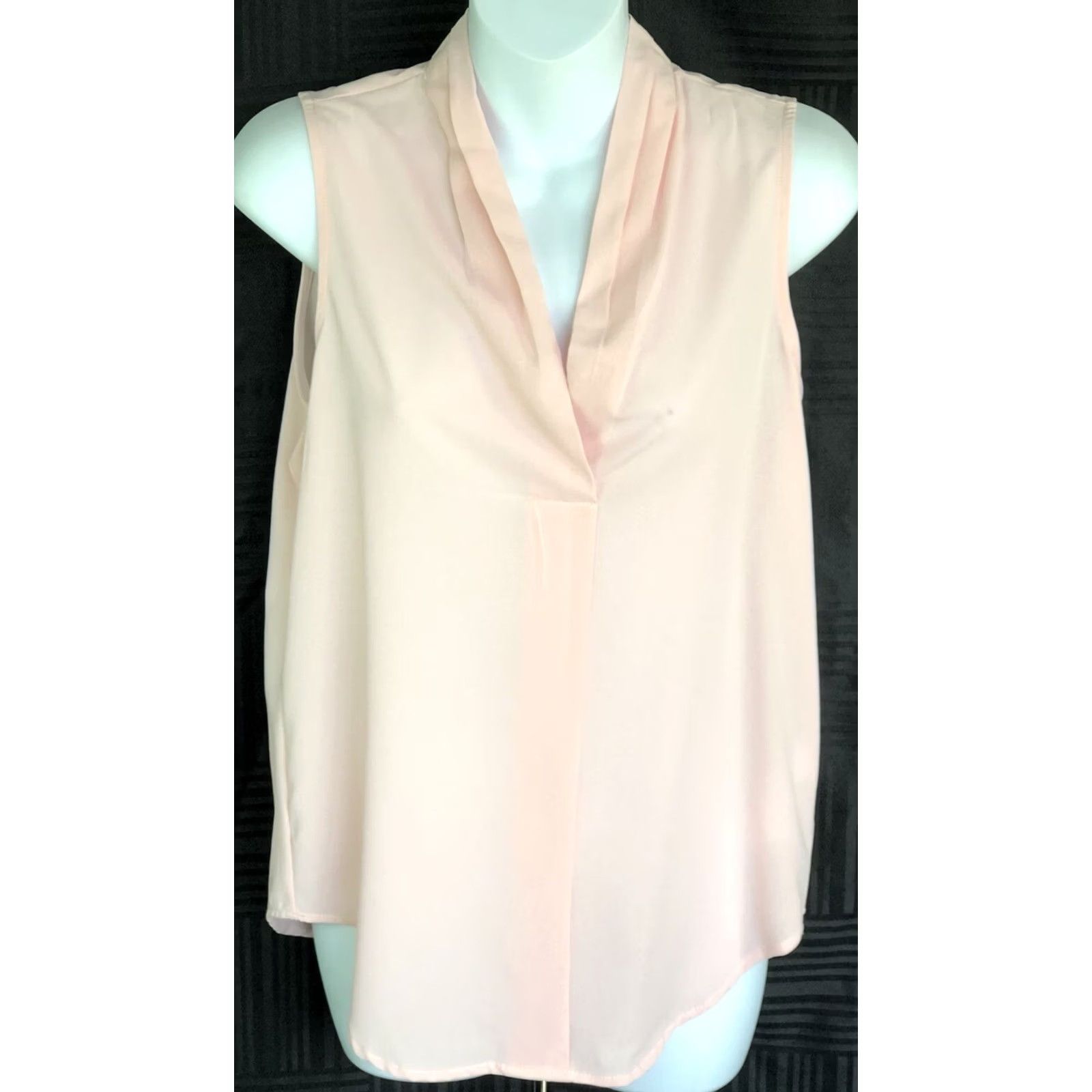 Pinko Dex NY Sleeveless Top Blouse S Pink Chiffon Pleated V-Neck Workwear Casual Women’s Size S / US 4 / IT 40 - 2 Thumbnail