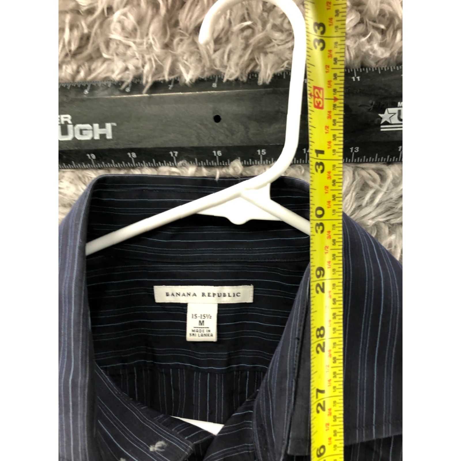 Banana Republic Banana Republic Shirt M Mens Long Sleeve Spread Collar Striped Blue Black Button-Up Casual Practical All Seasons Size US M / EU 48-50 / 2 - 5 Thumbnail