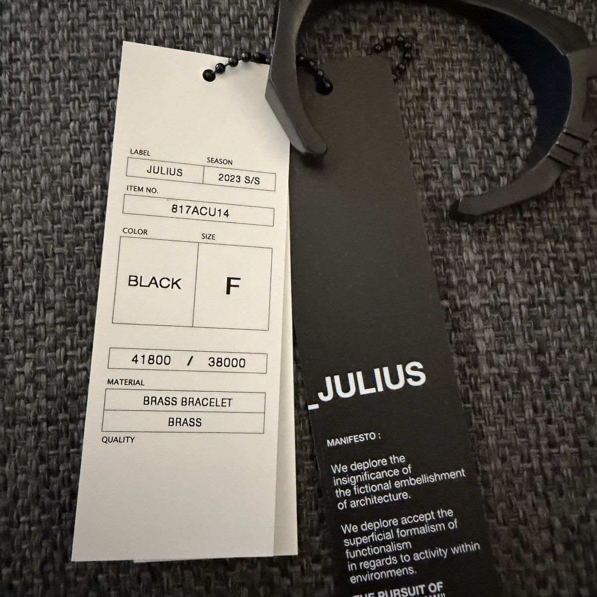 Julius Julius Brass Bracelet Cuff Black Adjustable Ss23 Size ONE SIZE - 7 Thumbnail