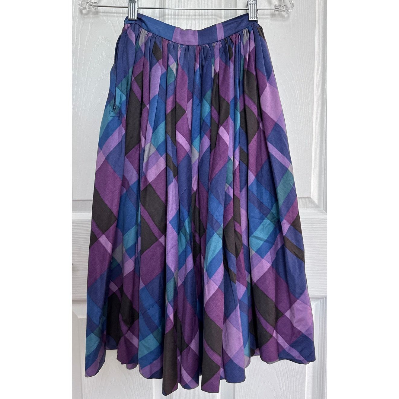 Vintage Vtg 50's circle plaid skirt Modern Jr by Gale & Gale TABIT Size 22" - 10 Thumbnail
