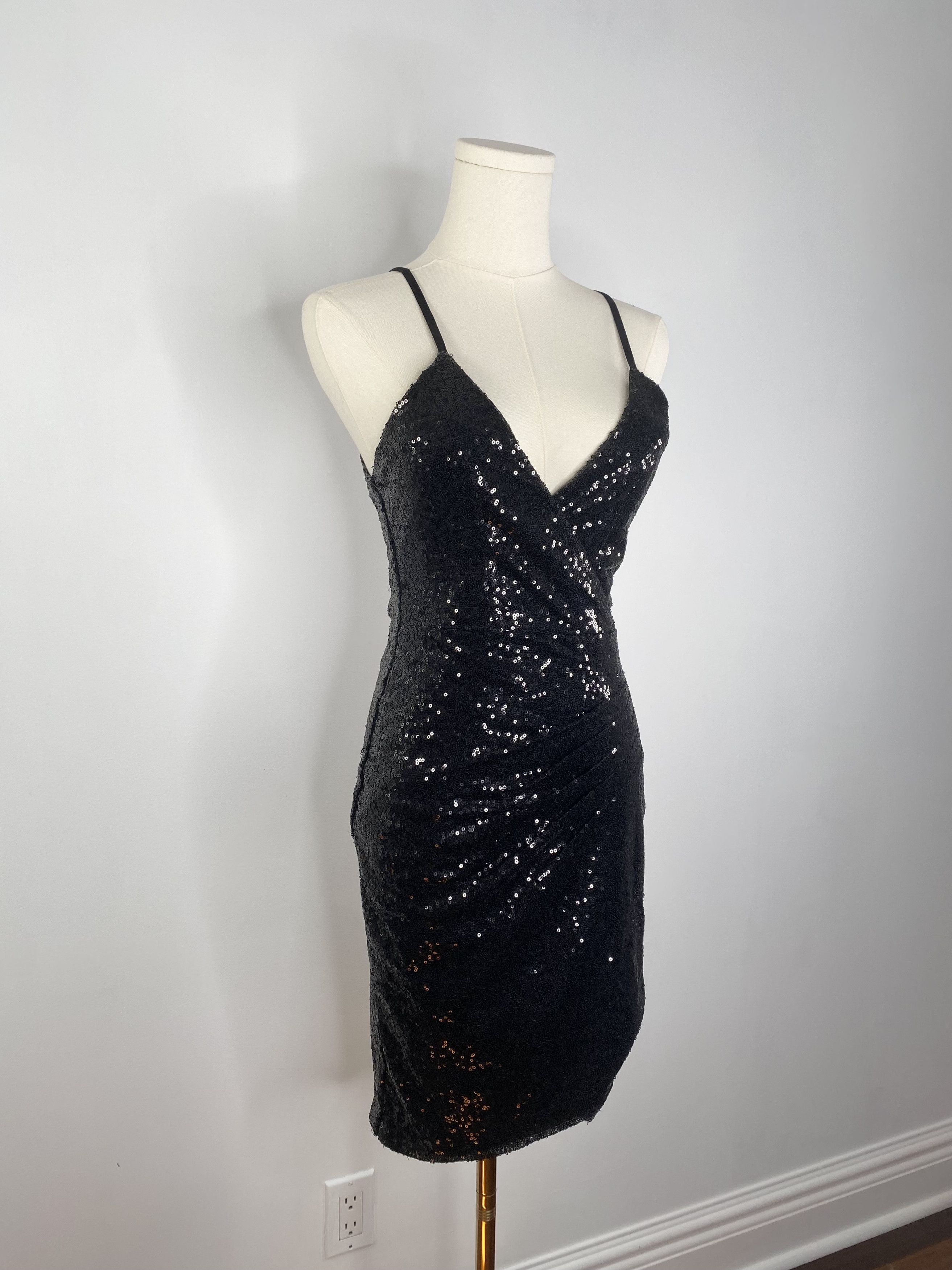 Vintage Sequin Black Dress Size S / US 4 / IT 40 - 2 Thumbnail