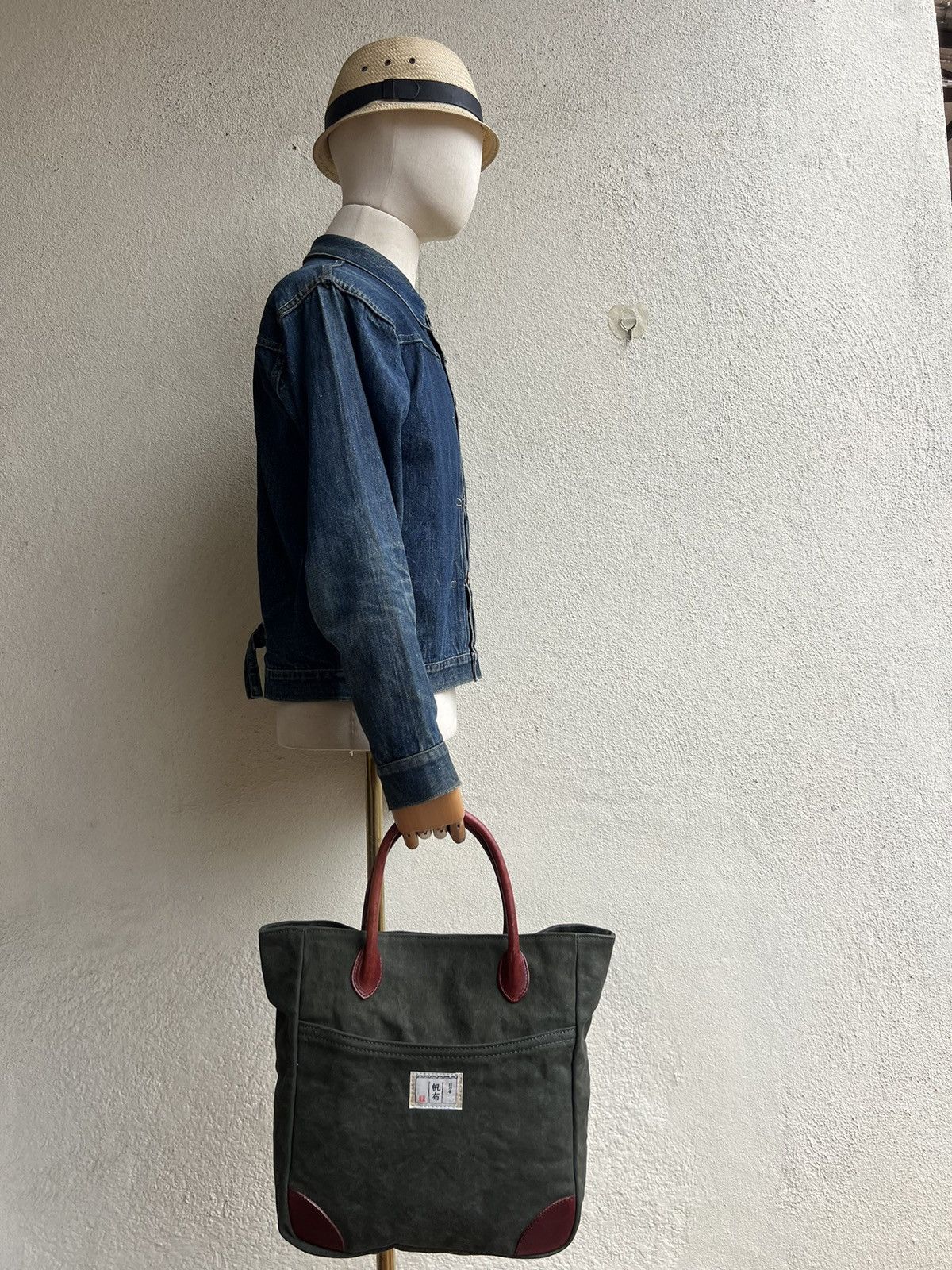 Canvas Vintage Hinomoto Japan Hard Canvas Leather Tote Bag Size ONE SIZE - 4 Thumbnail