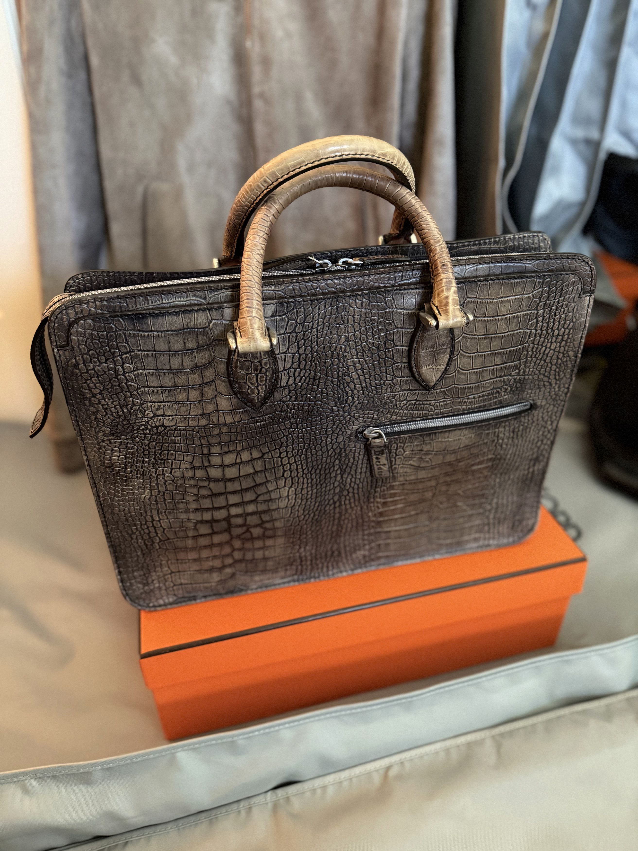 Berluti Ultimate Rare $36K MTO BERLUTI Alligator Crocodile Briefcase Size ONE SIZE - 4 Thumbnail