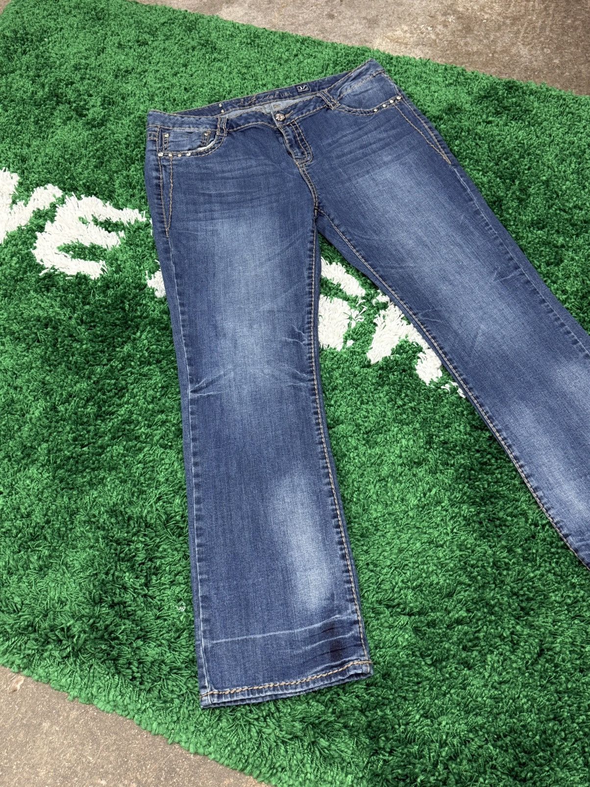 Vintage Vintage Rhinestone LA Idol USA Denim Stone Contrast Jeans Size 38" / US 16 / IT 52 - 3 Thumbnail
