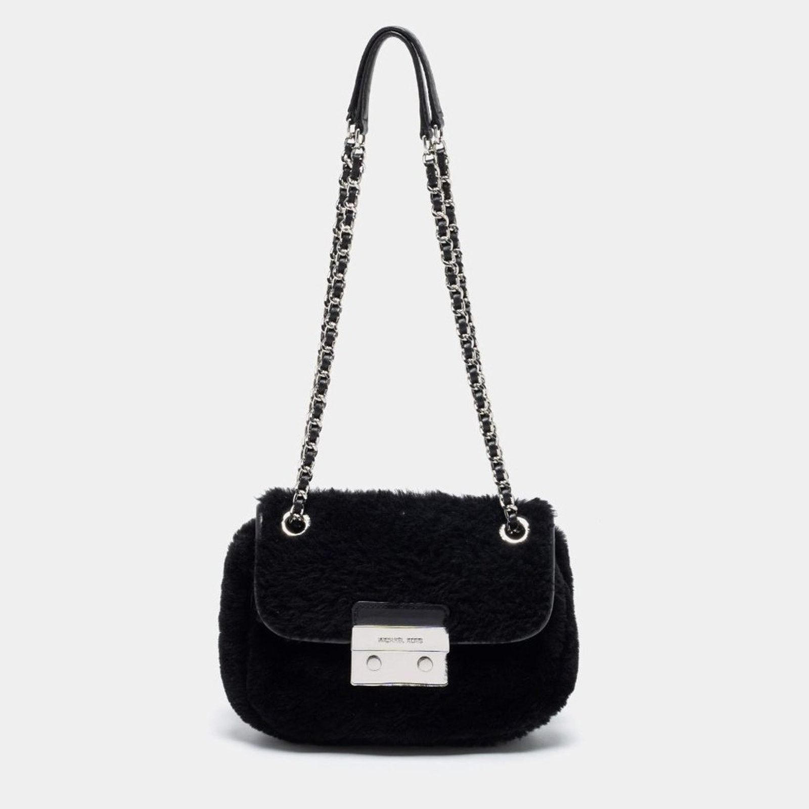 Michael Kors MICHAEL KORS Black Sloan Convertible Shearling Shoulder Bag Size ONE SIZE - 1 Thumbnail
