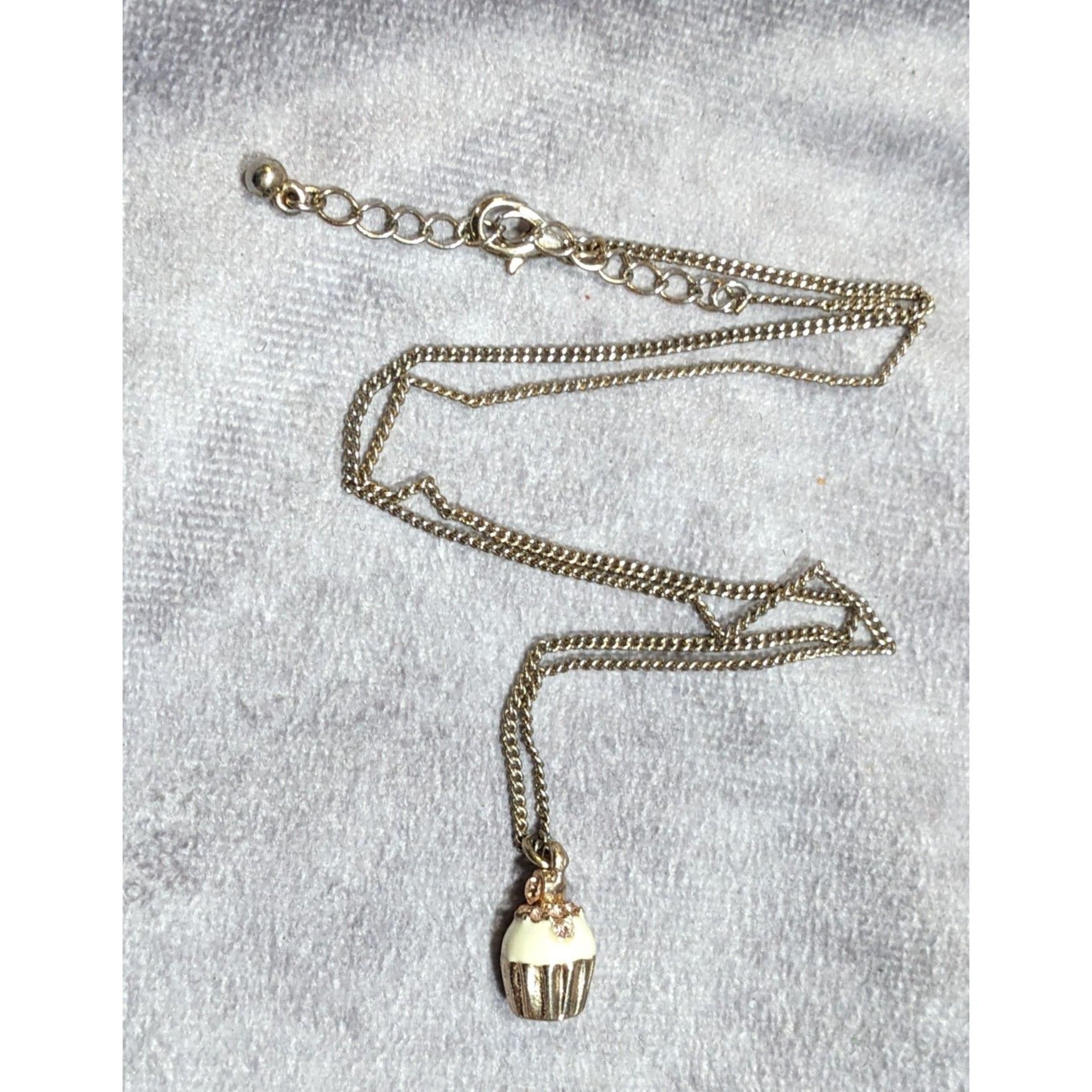 Other Dainty Rhinestone Cupcake Pendant Necklace Rose Gold Tone Size ONE SIZE - 6 Thumbnail
