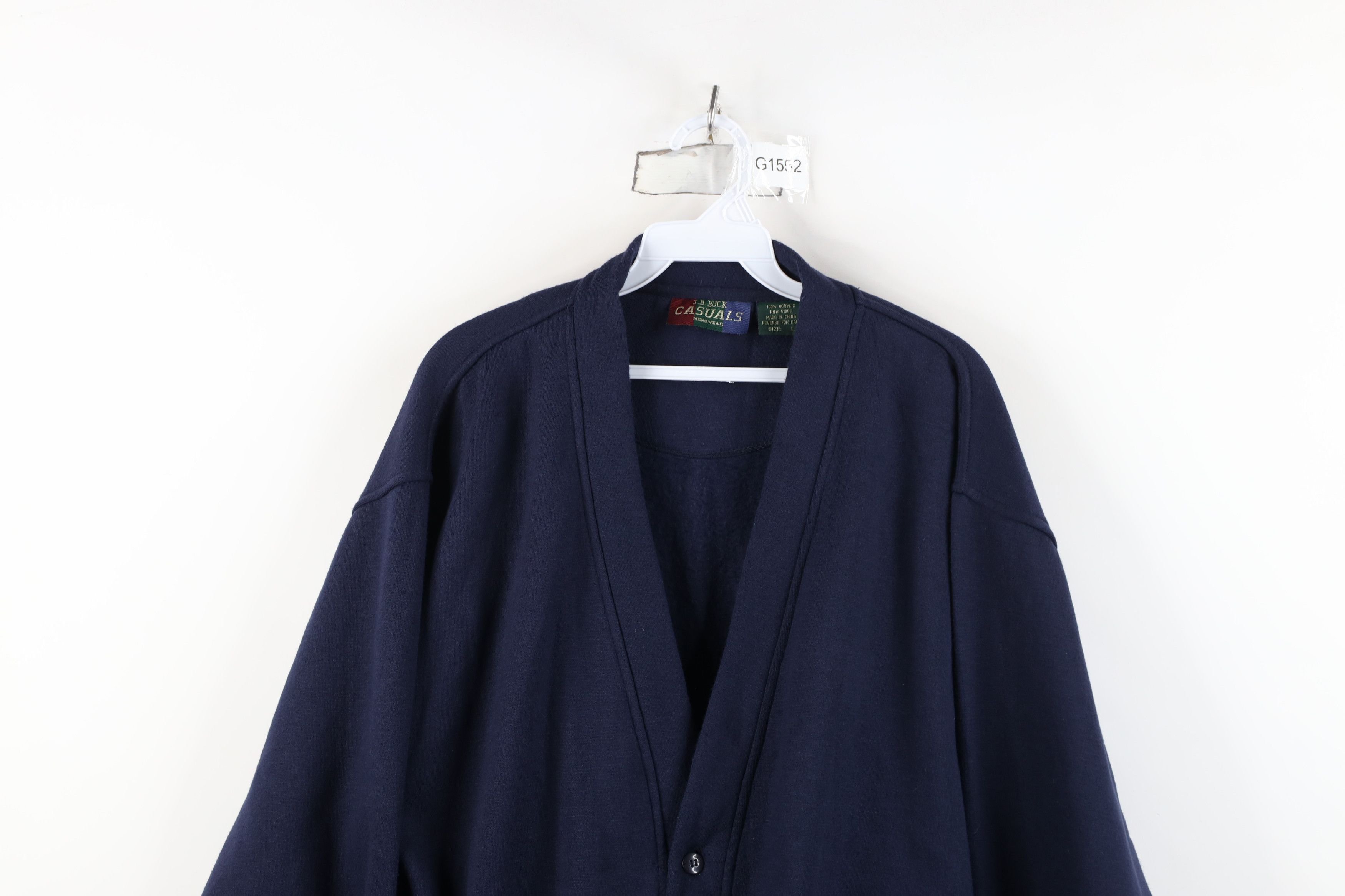 Vintage Vintage 90s Streetwear Blank Cardigan Sweatshirt Navy Blue Size US L / EU 52-54 / 3 - 2 Thumbnail