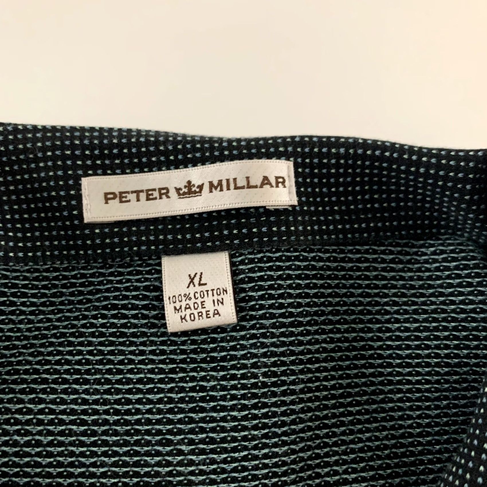 Peter Millar Peter Millar Short Sleeve Golf Polo Shirt Men's XL Black Teal 100% Cotton Button-Up Sports Summer Comfort Regular Knit Shirt Size US XL / EU 56 / 4 - 3 Thumbnail