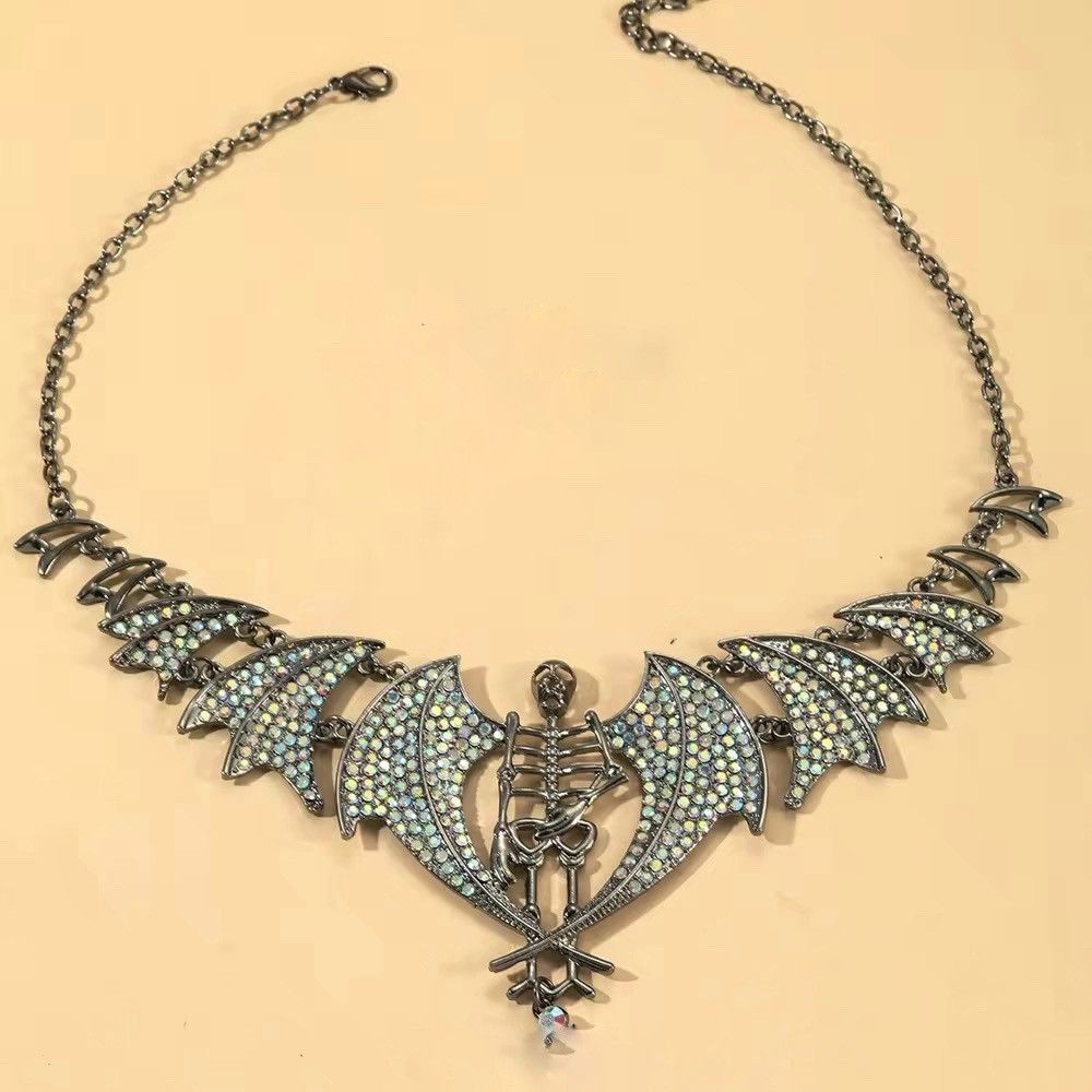 Vintage Vintage Bat Skull Skeleton Necklace Size ONE SIZE - 3 Thumbnail