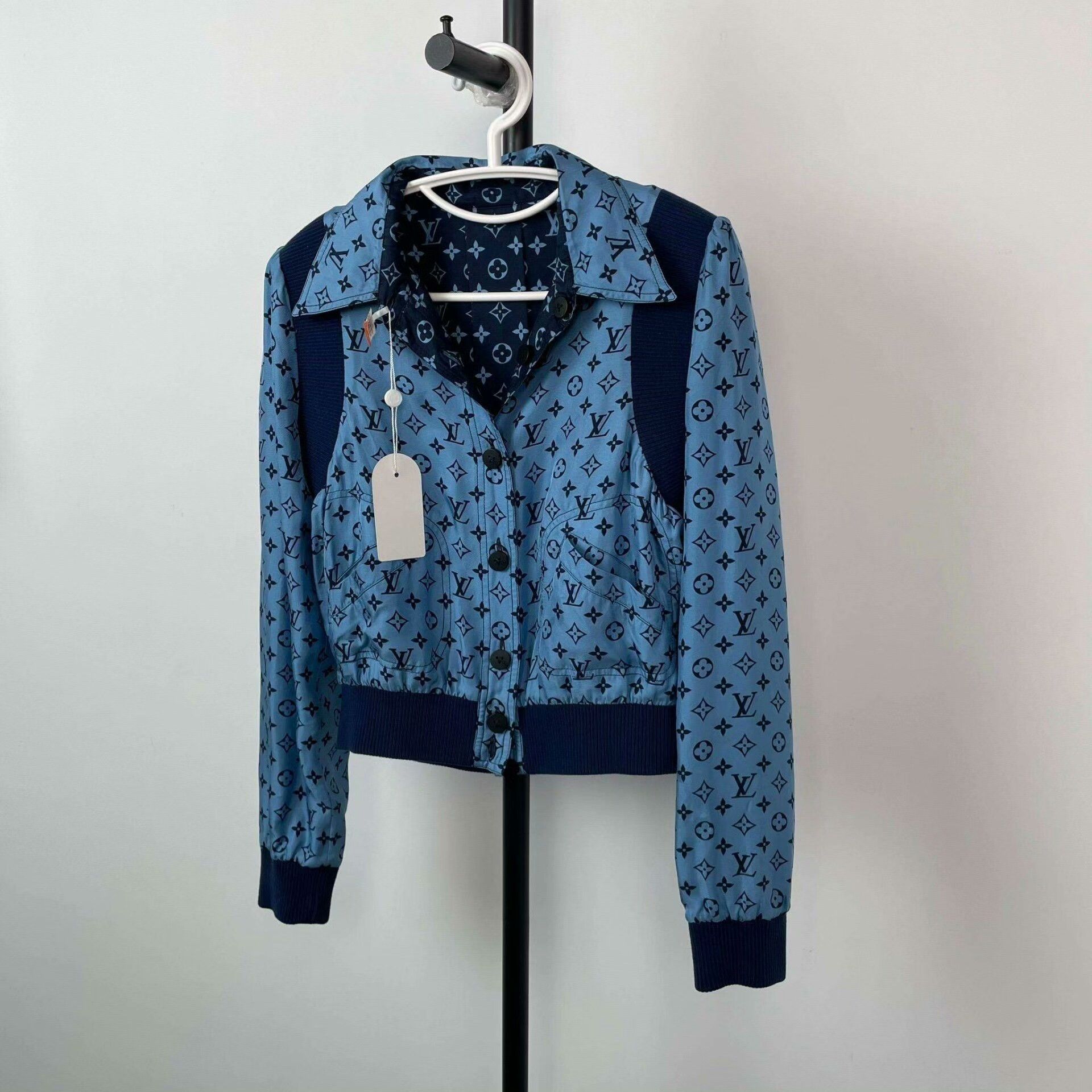 Louis Vuitton Louis Vuitton Blue Silk Monogram Coat Size XS / US 0-2 / IT 36-38 - 1 Thumbnail