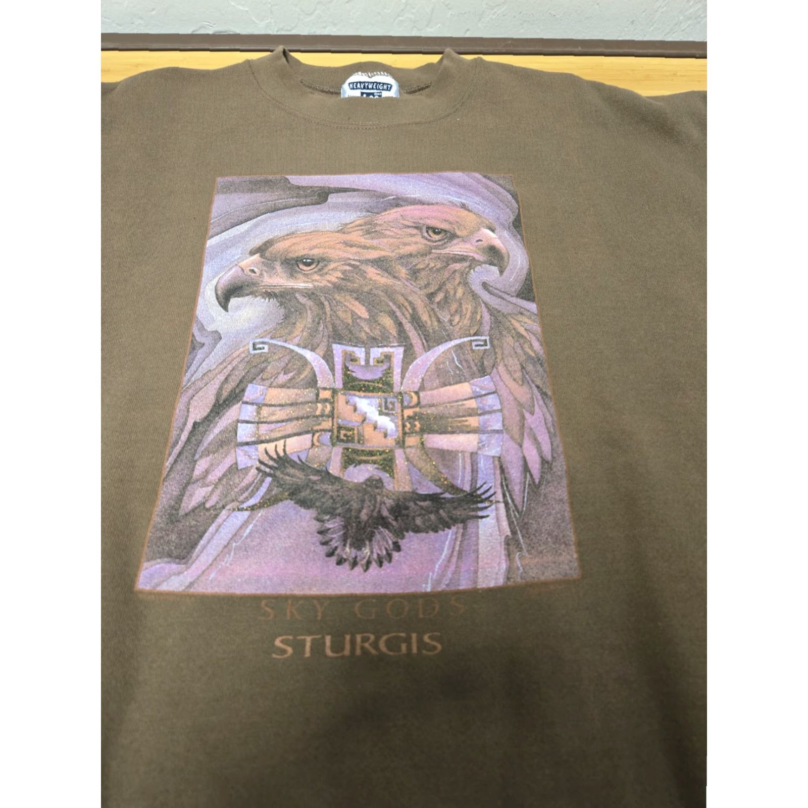 Vintage VINTAGE Lee Sweatshirt Mens XL Brown Biker Eagle Graphic 90s Sturgis Bike Week Pullover Size US XL / EU 56 / 4 - 4 Thumbnail