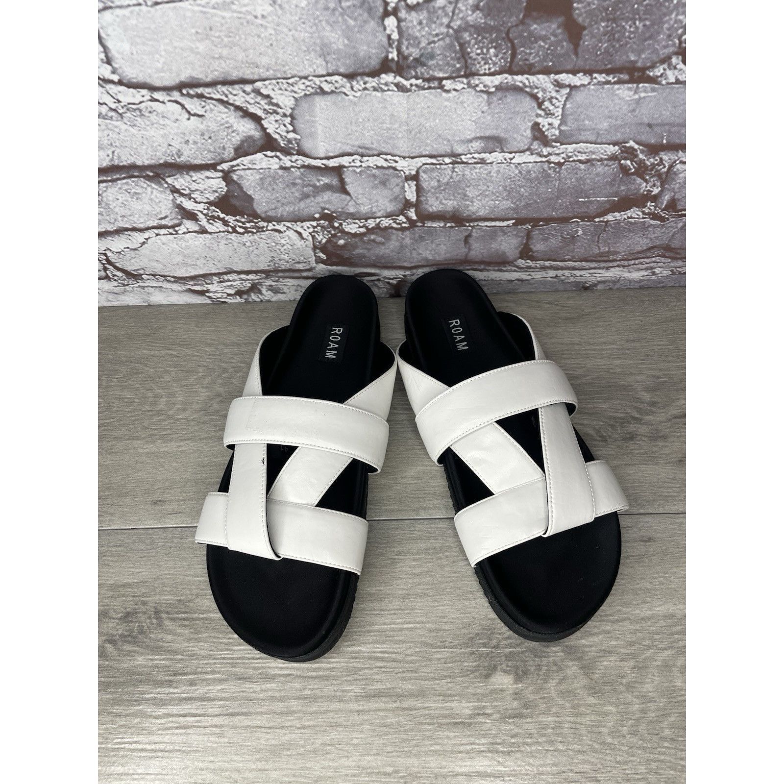 ROA Roam White Leather Ribbon Open Toe Straps Slides Sandals Wom Size US 10.5 / IT 40.5 - 12 Thumbnail