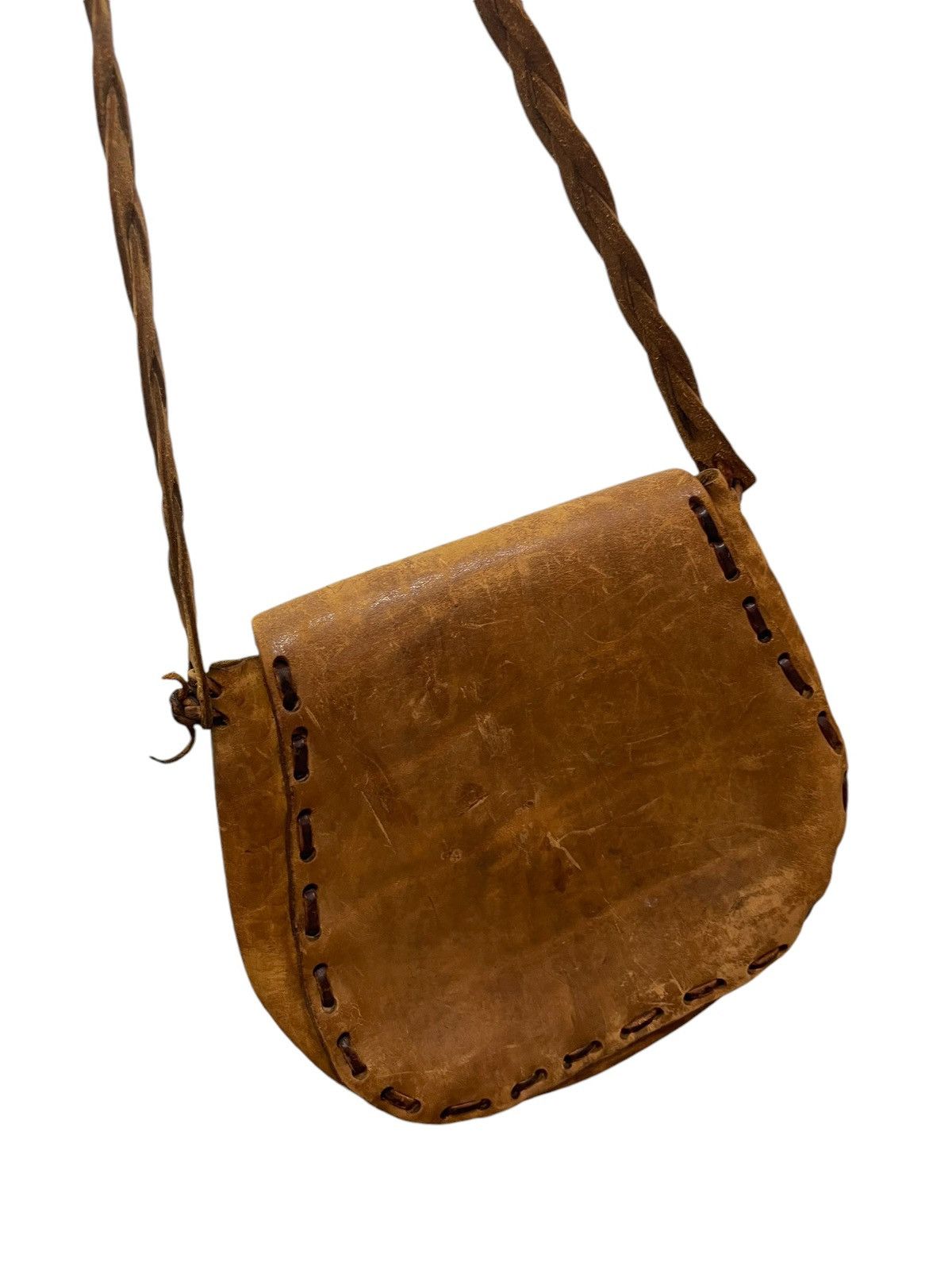 Genuine Leather Full Leather Patina Unknown Handmade Shoulder Bag 9🟩 Size ONE SIZE - 4 Thumbnail