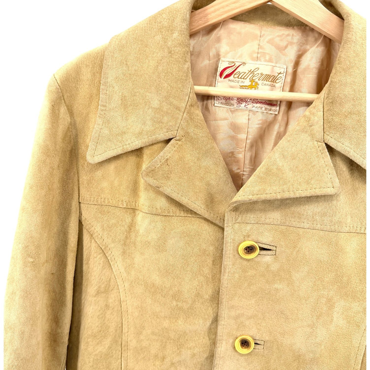 Vintage Vintage 70s Weathermate Camel Genuine Suede Leather Jacket Size US M / EU 48-50 / 2 - 3 Thumbnail