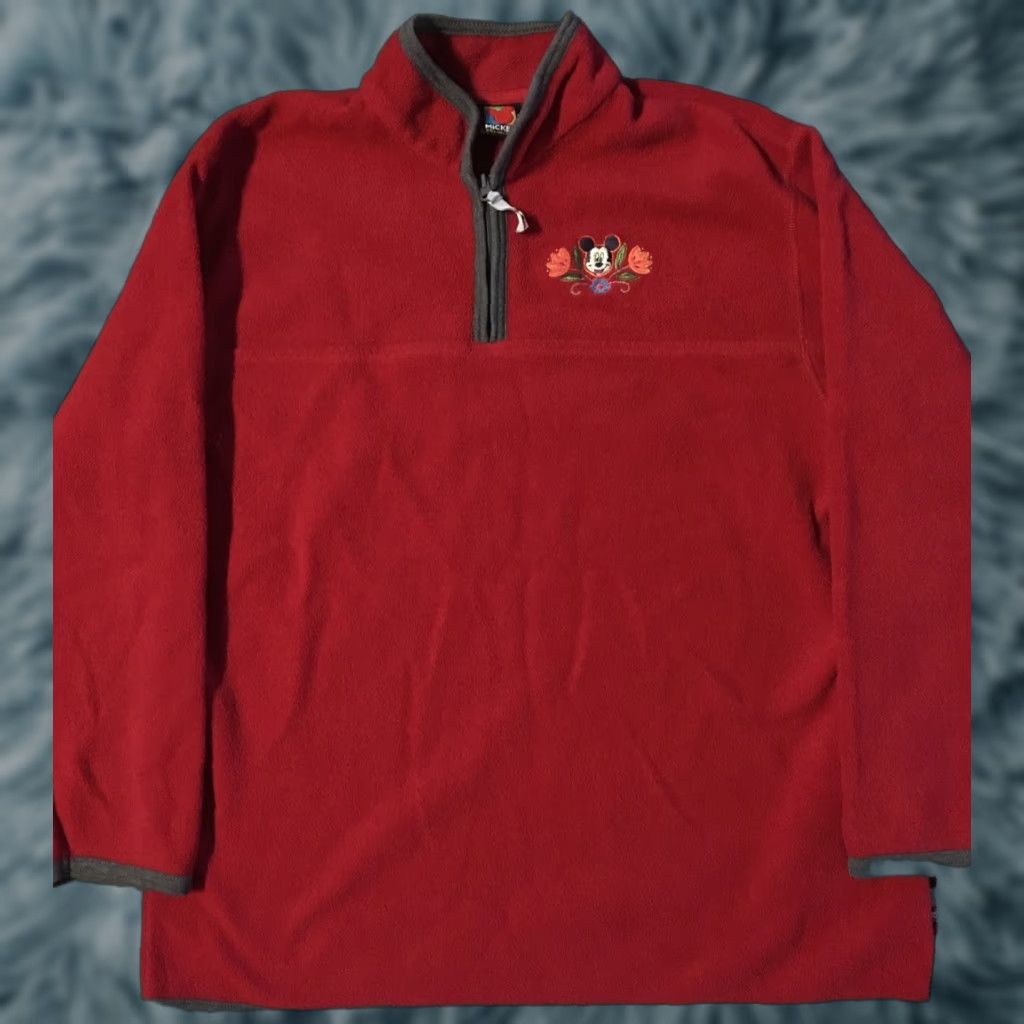 Disney VINTAGE 90s Mickey Mouse 1/4 Zip Fleece Jacket L Red Disney Men Shirt Jacket Mens Carded Theme Park Disneyland USA Size US L / EU 52-54 / 3 - 1 Thumbnail