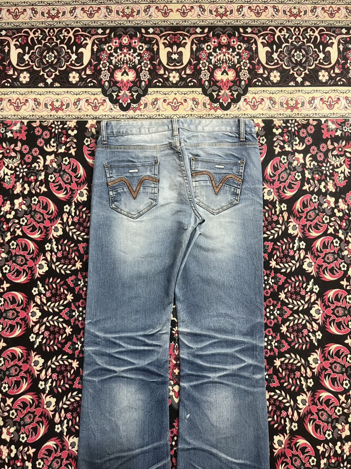 Tornado Mart ⚡️Flare⚡️Vintage Japanese Brand Ruby Denim Whisker Blue Jeans Size US 32 / EU 48 - 5 Thumbnail