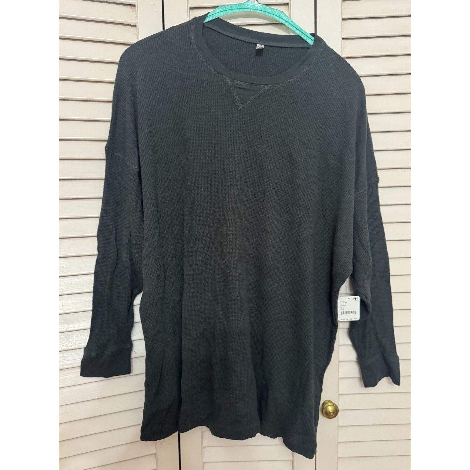 Free People NEW Free People Intimately Women Medium Black Waffle Pullove Size M / US 6-8 / IT 42-44 - 1 Thumbnail