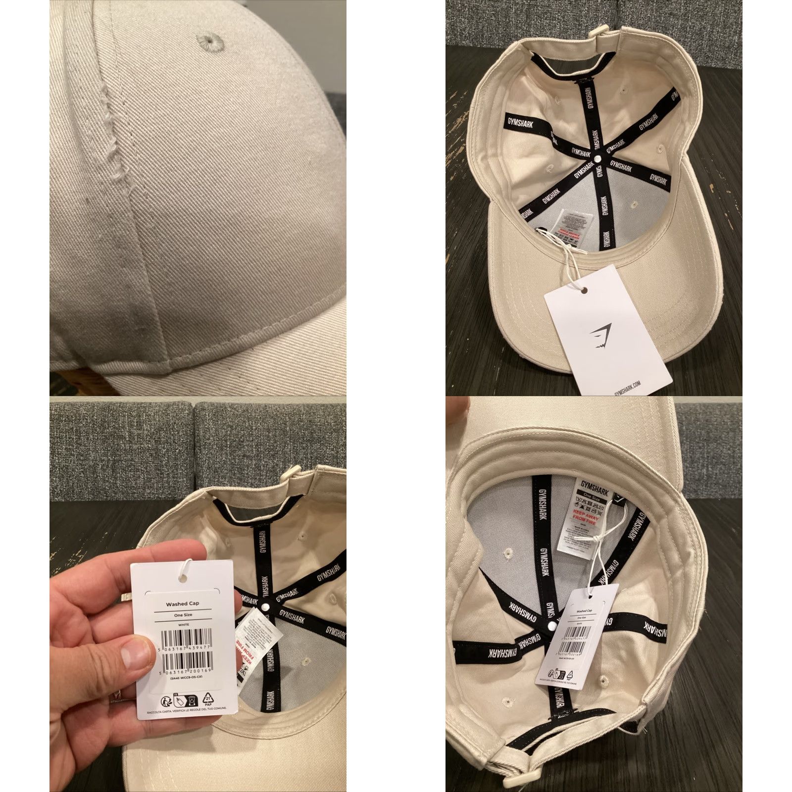 Gymshark Gymshark Hat Adult Unisex One Size Beige 6 Panel Adjustable Flat Peak Cap Size ONE SIZE - 8 Thumbnail