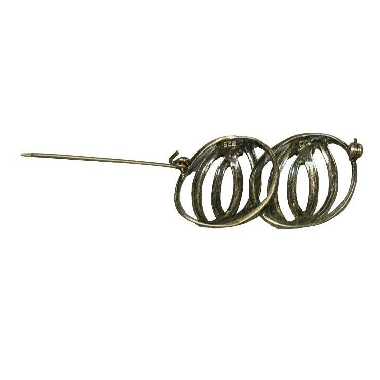 Other Vintage 925 Sterling Silver Double Circle Wreath Brooch Pin Size ONE SIZE - 3 Thumbnail