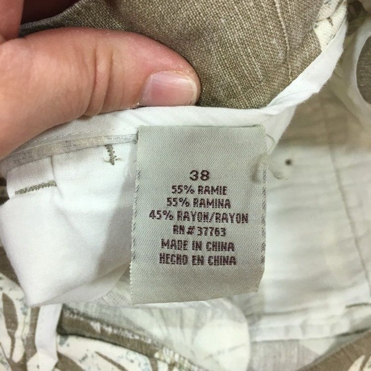 Cubavera Cubavera Natural Beige Khaki Tropical Floral Hawaiian Shorts Size US 38 / EU 54 - 2 Thumbnail