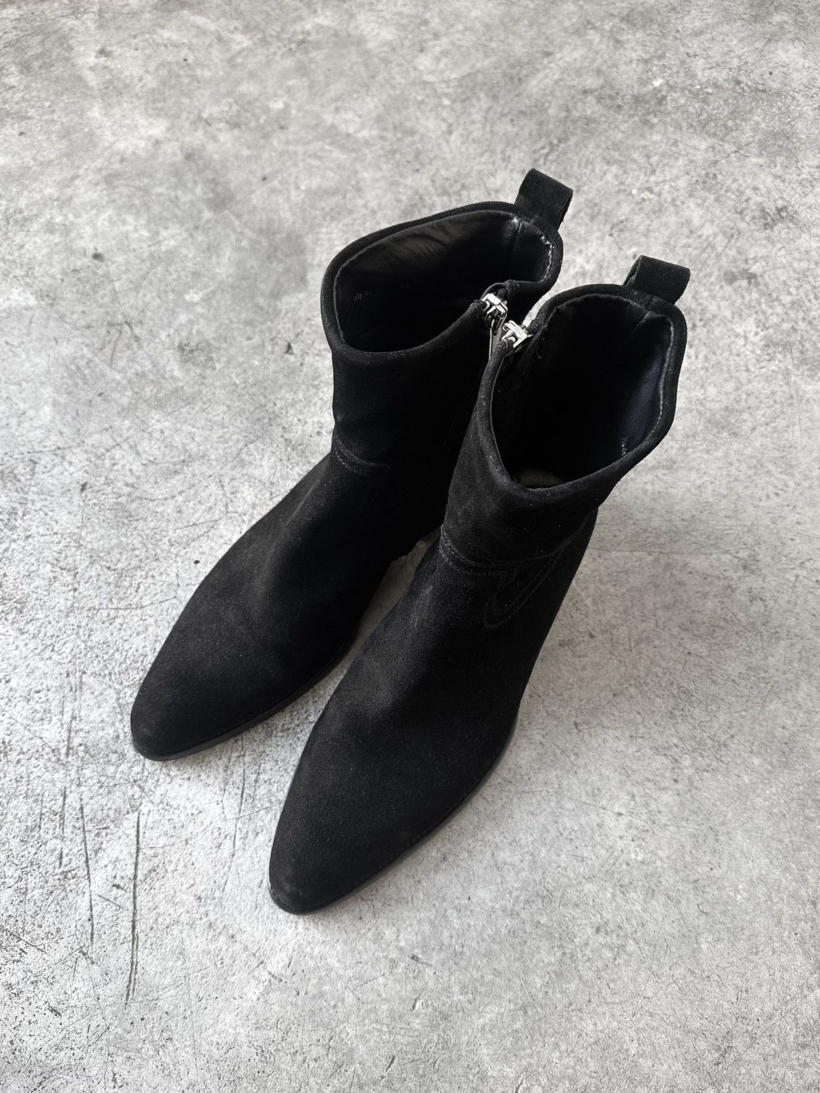 Dior AW05 Dior Homme Black Suede Side Zip Western Boots Size US 11 / EU 44 - 5 Thumbnail