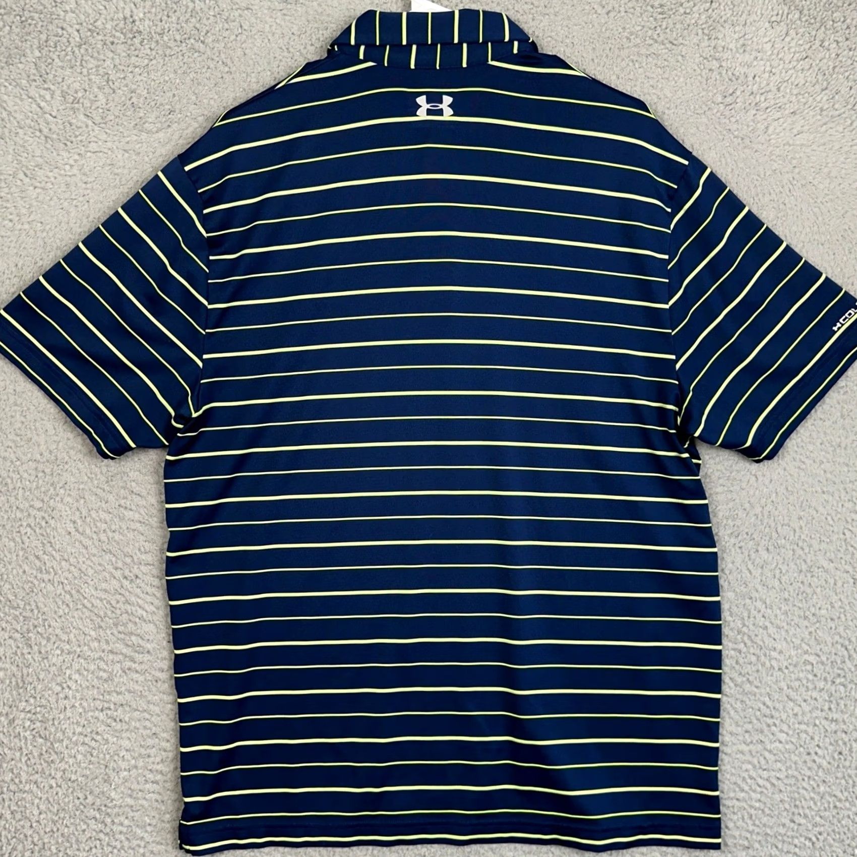 Under Armour Under Armour Polo Shirt Mens L Navy Neon Green HeatGear Golf Striped Rugby Size US L / EU 52-54 / 3 - 3 Thumbnail