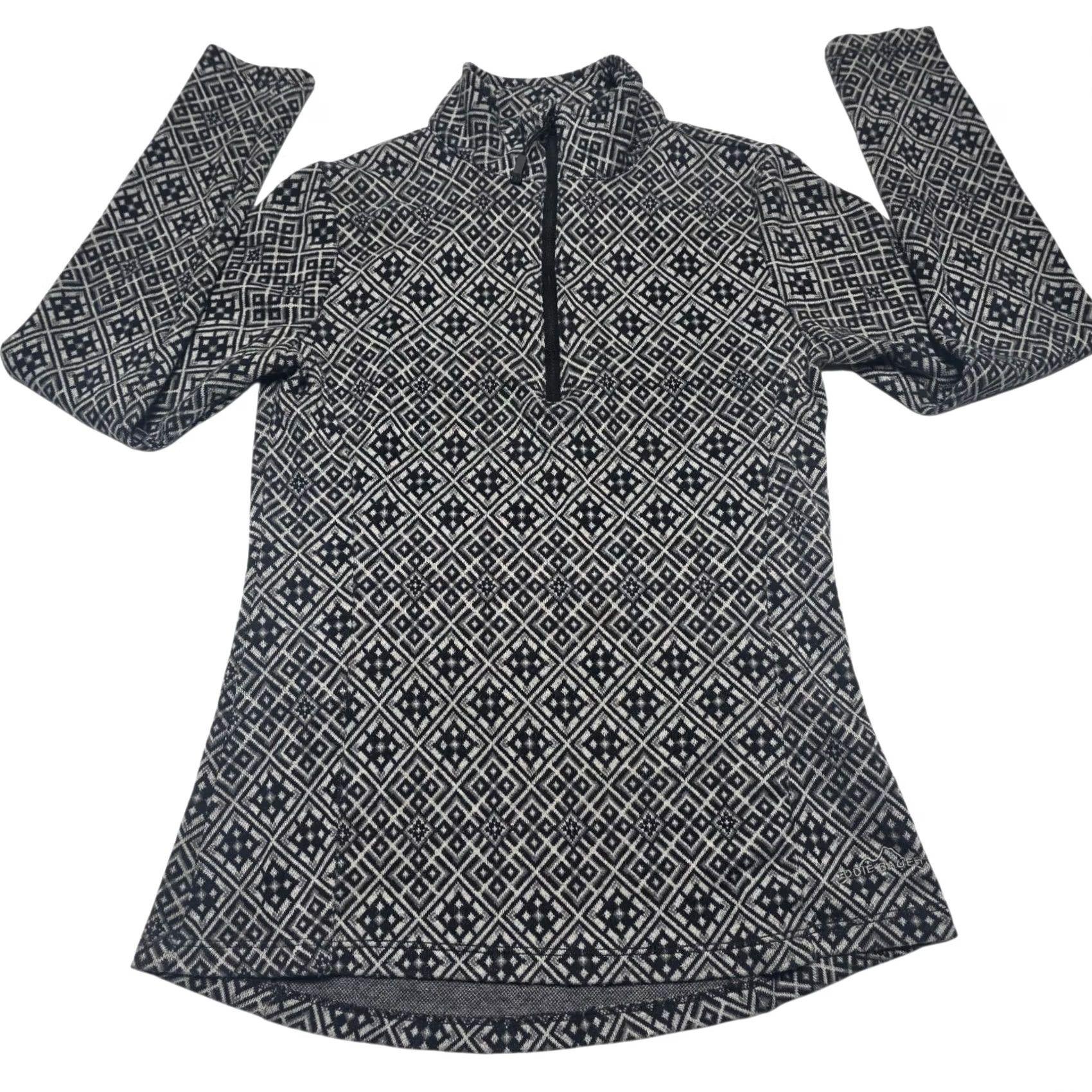 Eddie Bauer Eddie Bauer 1/4 Zip Top Women's Gray Black Diamond Geometric Long Sleeve Small Size S / US 4 / IT 40 - 2 Thumbnail