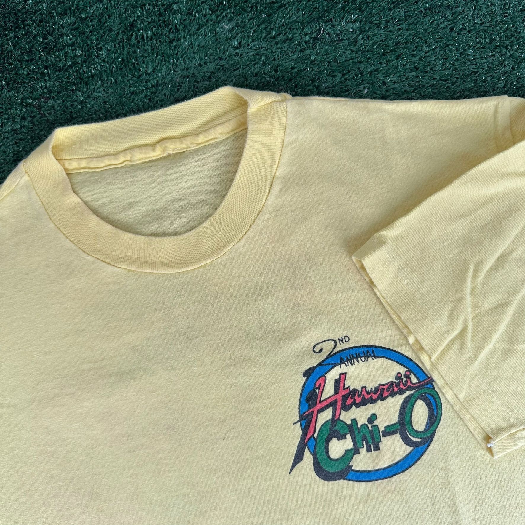 Vintage Vintage 80s Chi Omega Hawaii Owl T-Shirt Luau Boxy Pastel Ye Size US L / EU 52-54 / 3 - 4 Thumbnail