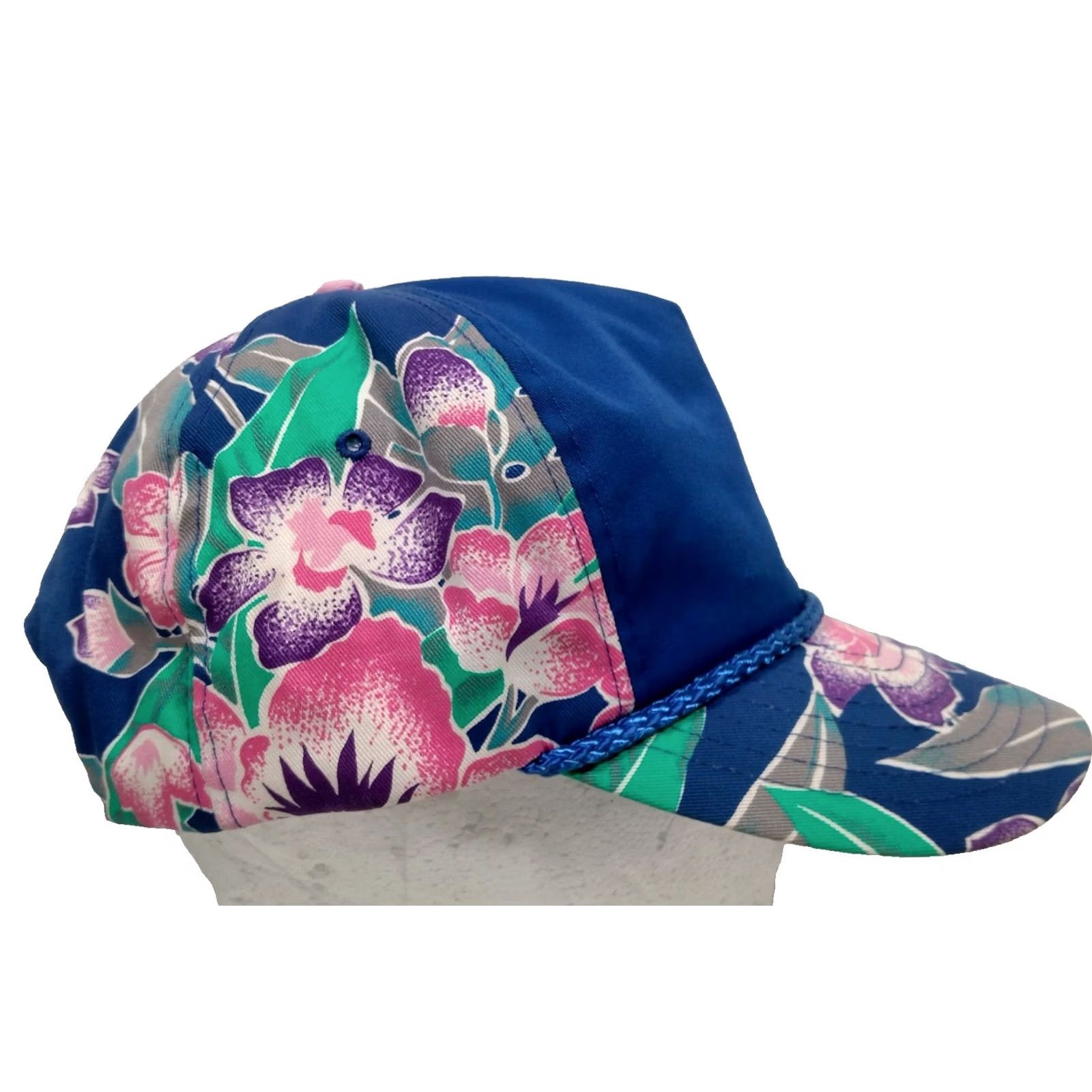 ALOHAS Vintage Nissin Cap Hat Tropical Flowers Aloha Hawaiian Blue Pink Canvas Beach Snapback Men One Size Blue Canvas Floral Beach Vintage Nissin Cap Hat Size ONE SIZE - 6 Thumbnail