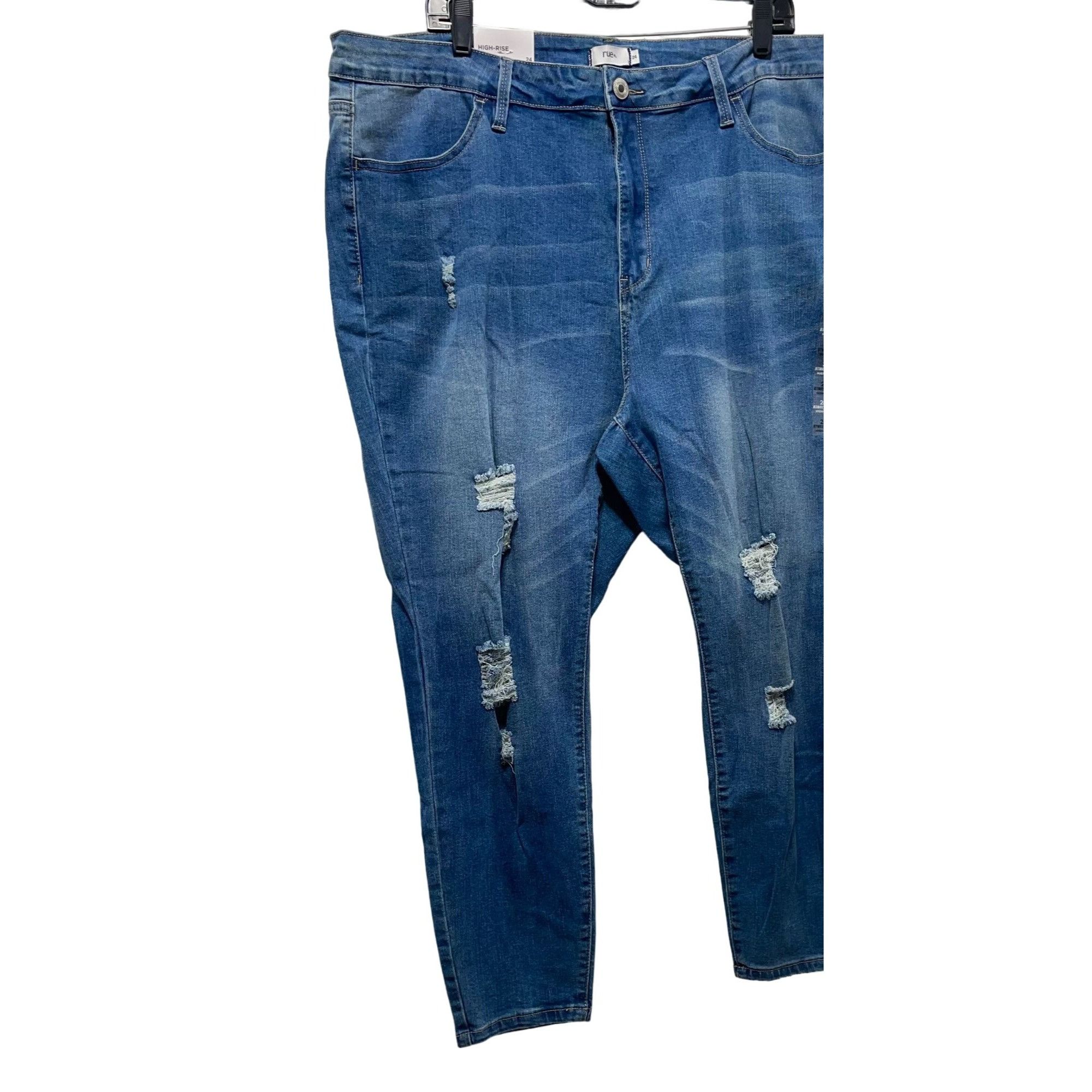Other Rue + - Women's Ultimate Stretch High-Rise Jeans Distressed Size 42" / US 20 - 14 Thumbnail