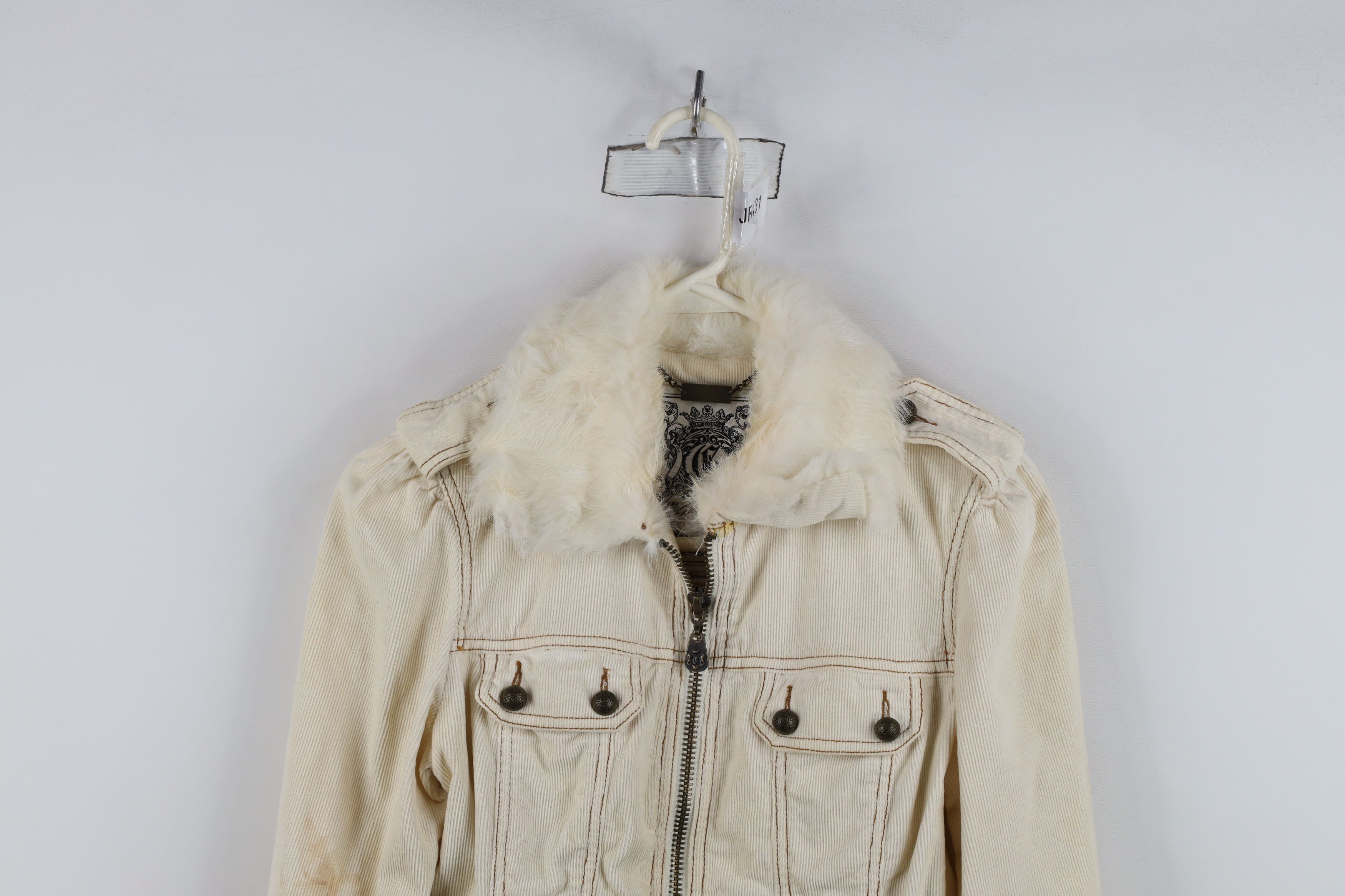 Guess Vintage 90s Y2K Guess Rabbit Corduroy Trucker Jacket Cream Size XS / US 0-2 / IT 36-38 - 2 Thumbnail