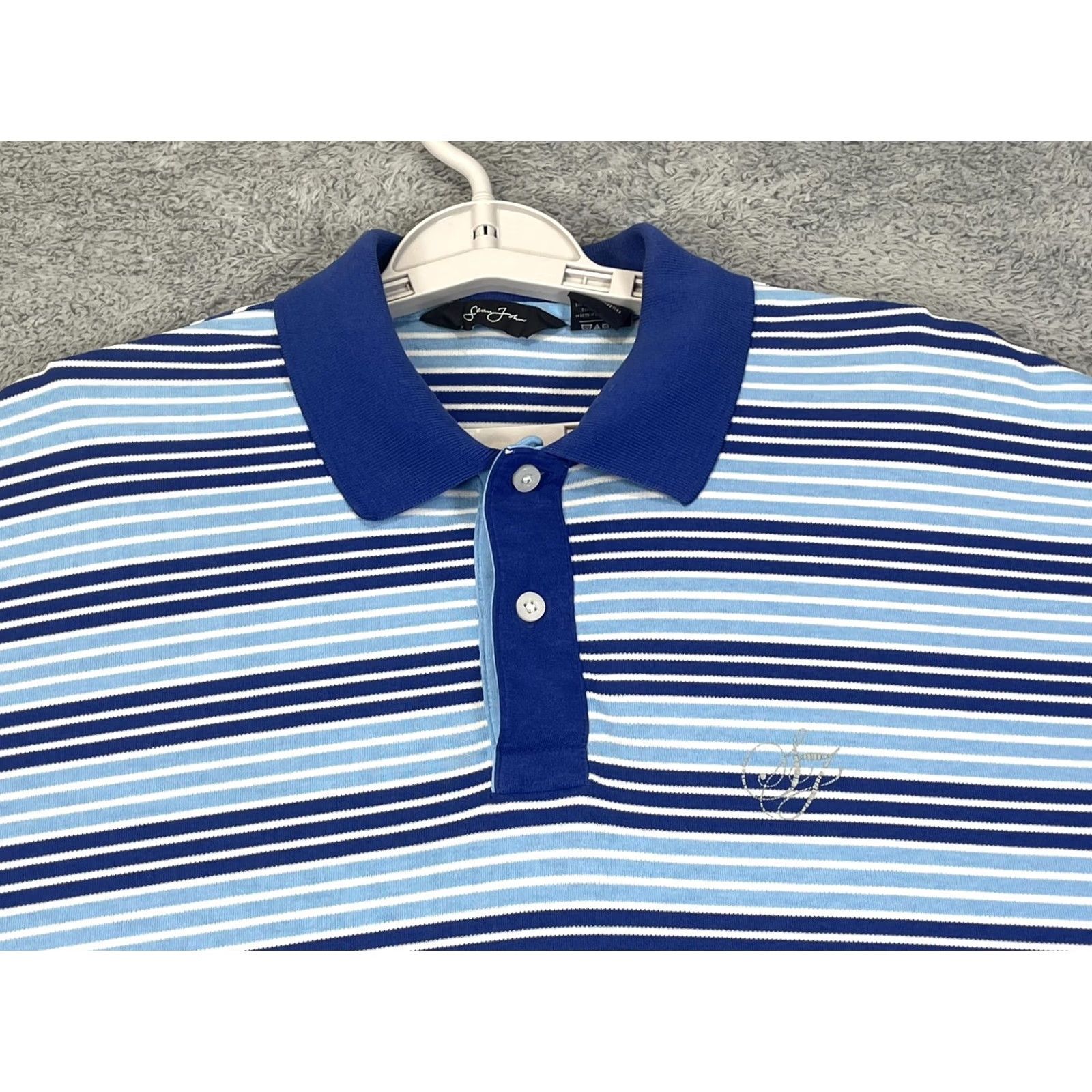 Sean John Sean John Polo Shirt Mens XL Blue White Striped Embroidered Classic Casual Tee Size US XL / EU 56 / 4 - 5 Thumbnail