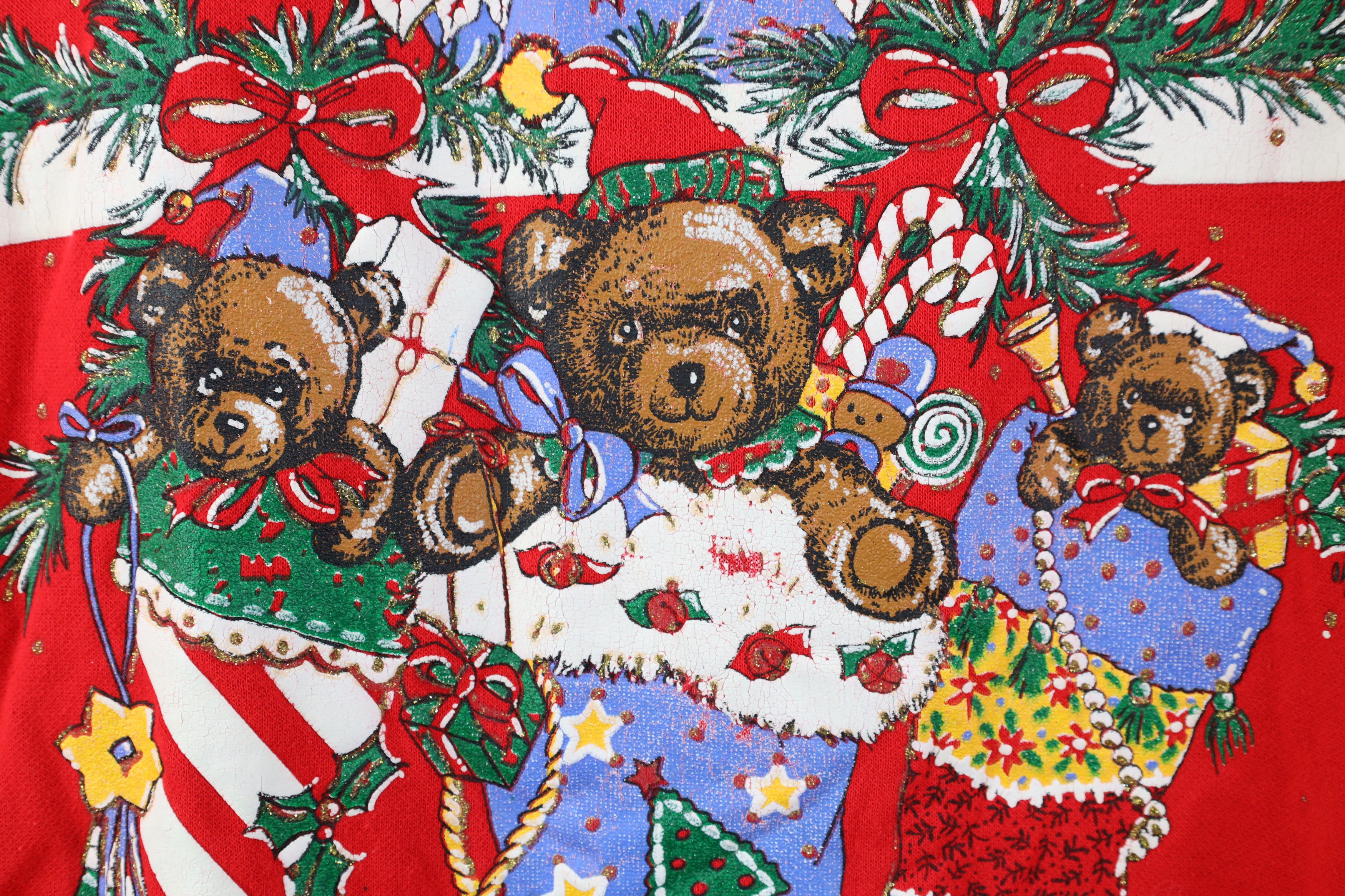 Vintage Vintage 90s Streetwear Christmas Bear Stockings Sweatshirt Size XL / US 12-14 / IT 48-50 - 5 Thumbnail