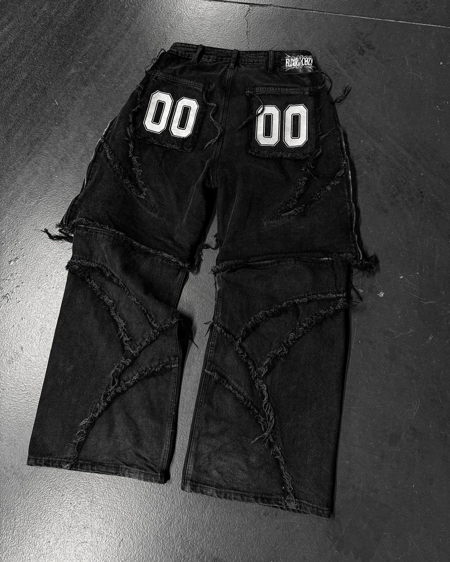 Designer × Japanese Brand Zipp Up Patchwork Baggy Jean Size US 35 - 2 Thumbnail