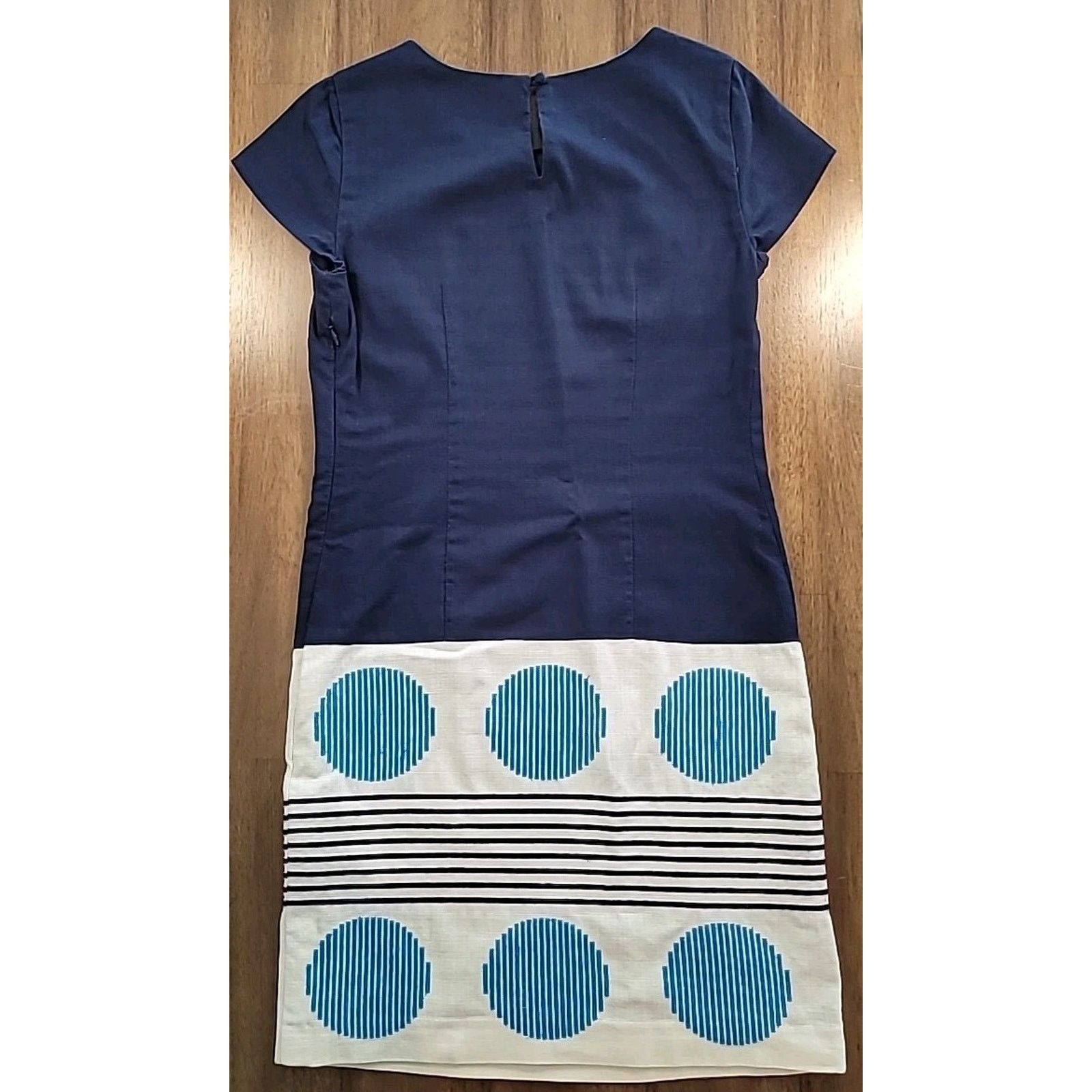 Boden Blue Embroidered A-Line Dress 4R Retro Twiggy Mod