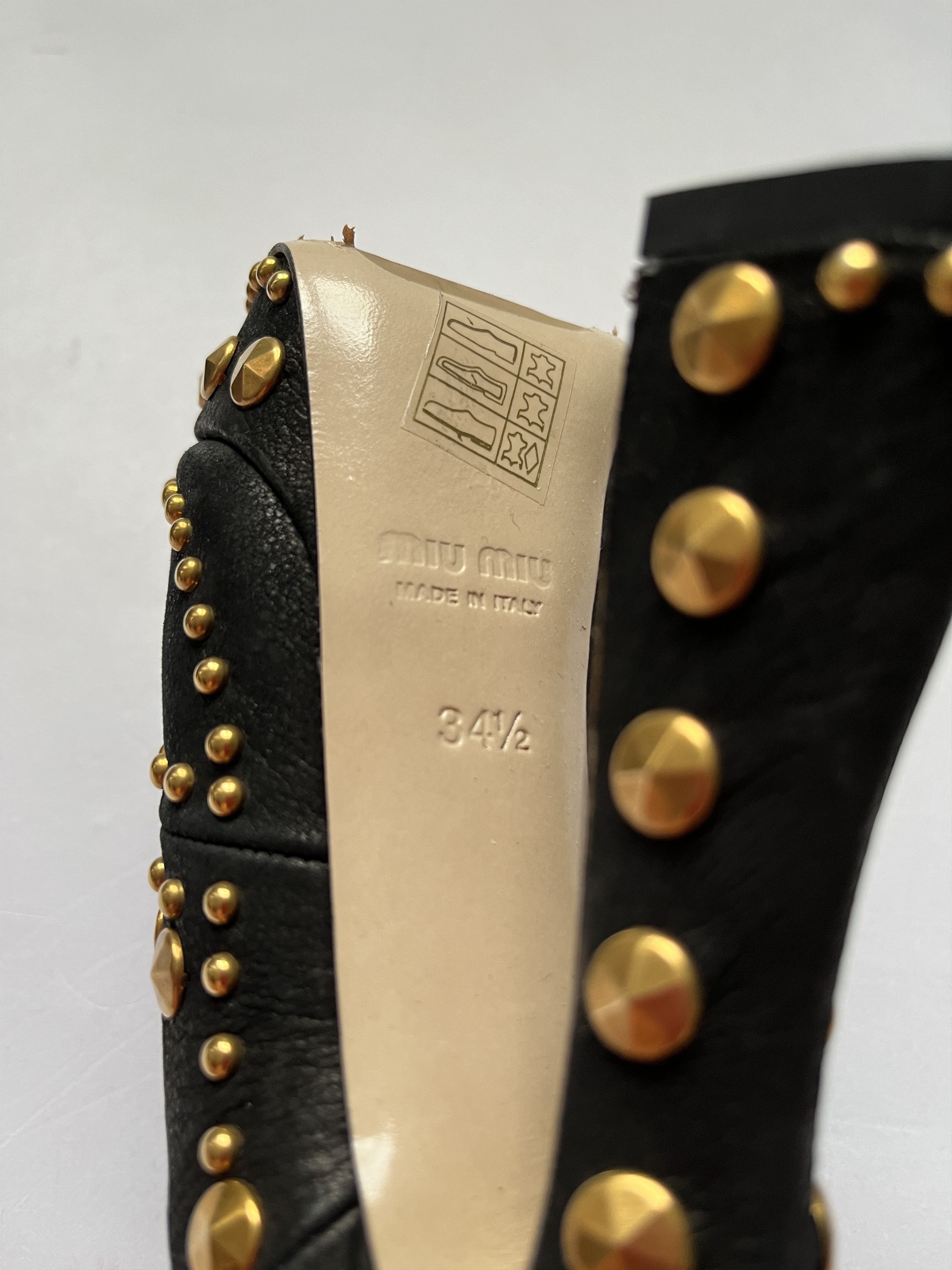 Miu Miu ⚡️QUICK SALE⚡️Miu Miu Black with Gold Stud Heels Size US 4.5 / IT 34.5 - 7 Thumbnail