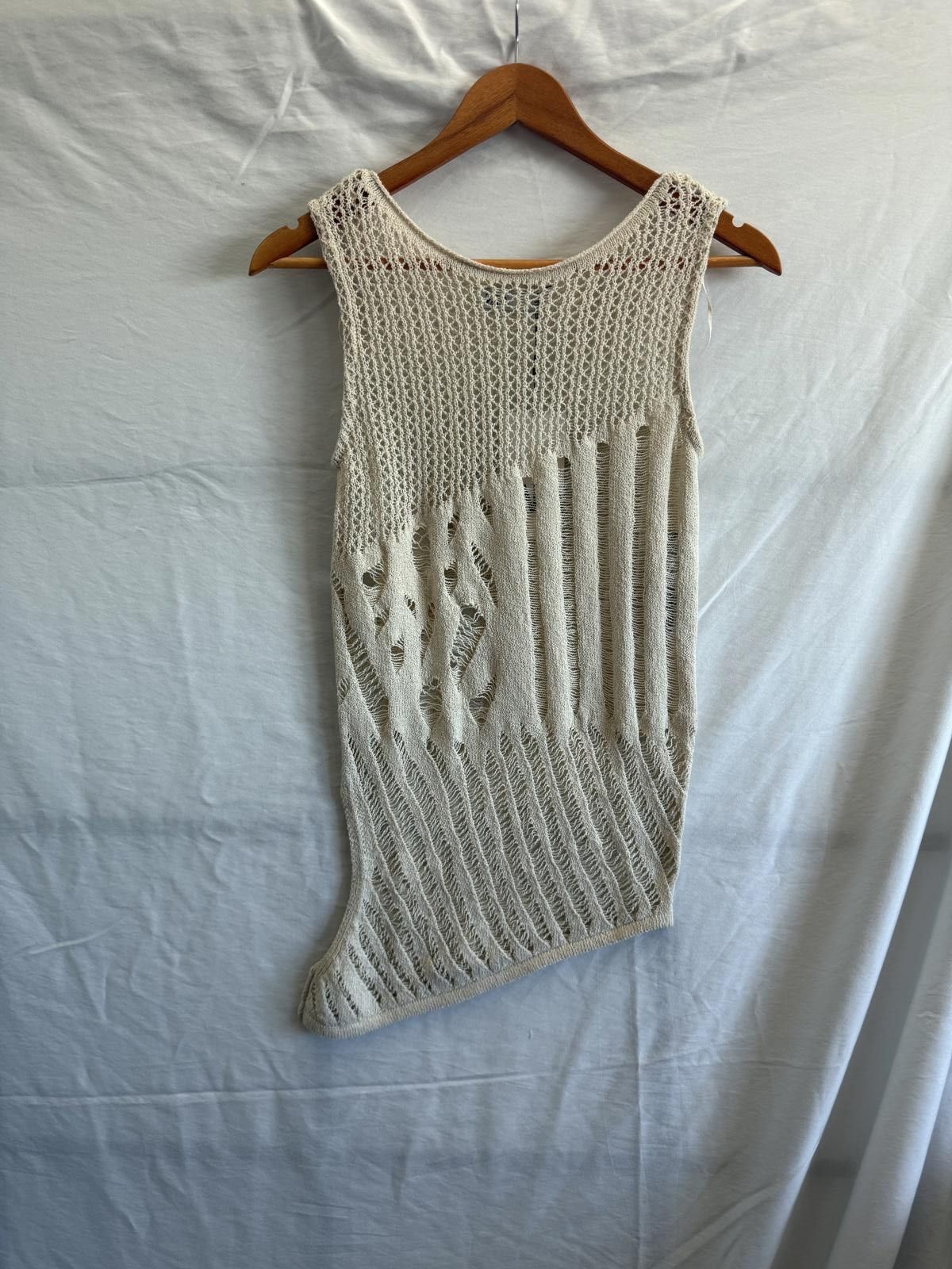 Zara ZARA NWT Asymmetrical Open-Knit Tank Top – Cream SMALL Size S / US 4 / IT 40 - 2 Thumbnail