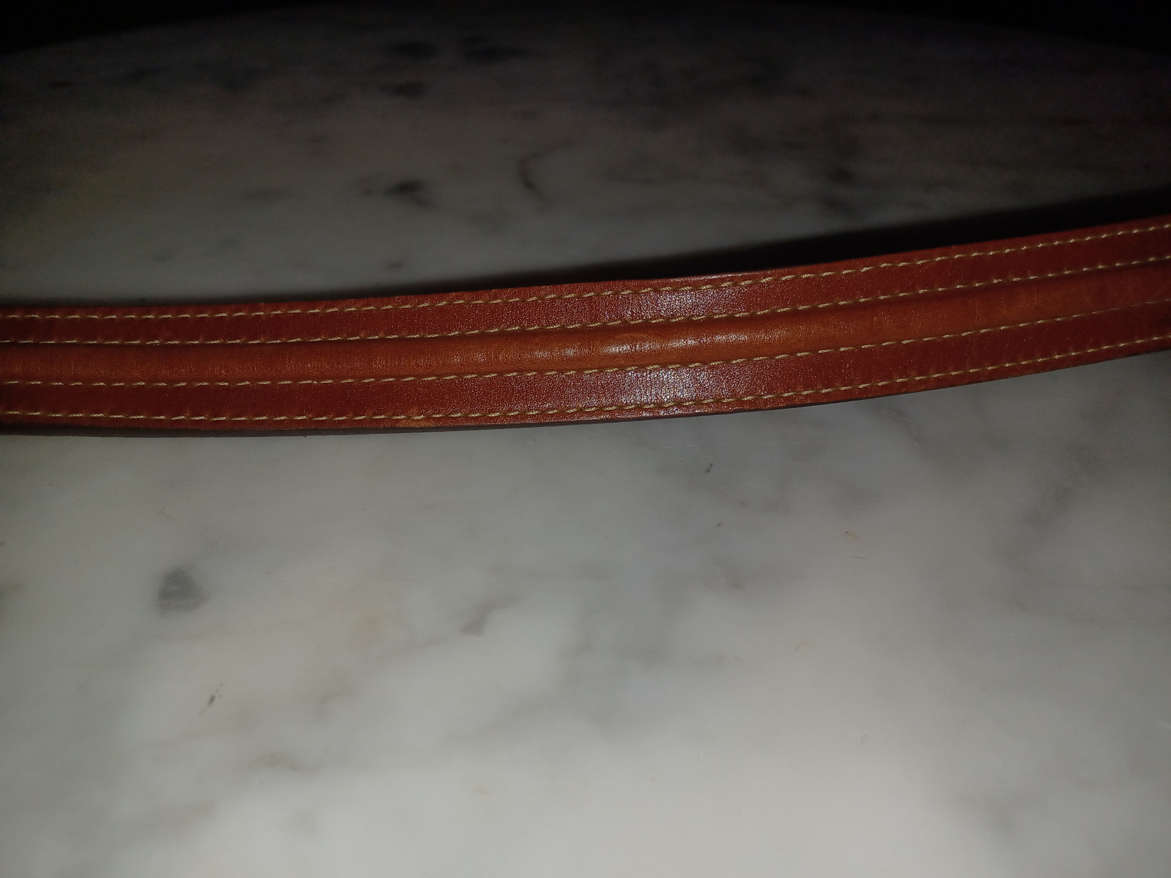 Other Leather Belt with Solid Brass Buckle Reddish Brown SZ 32 Size ONE SIZE - 3 Thumbnail