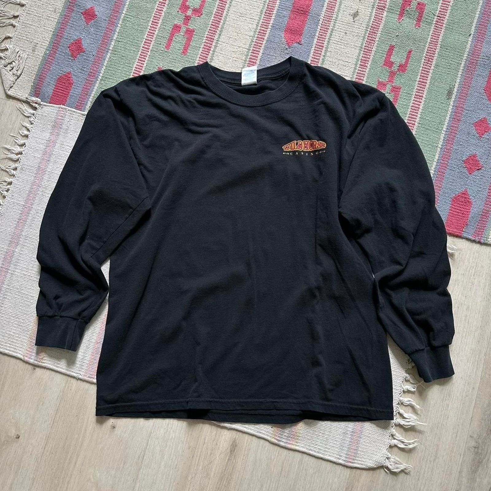 Vintage Vintage 00s Y2K Black Faded Longsleeve Casino Biker Shirt Size US XL / EU 56 / 4 - 3 Thumbnail