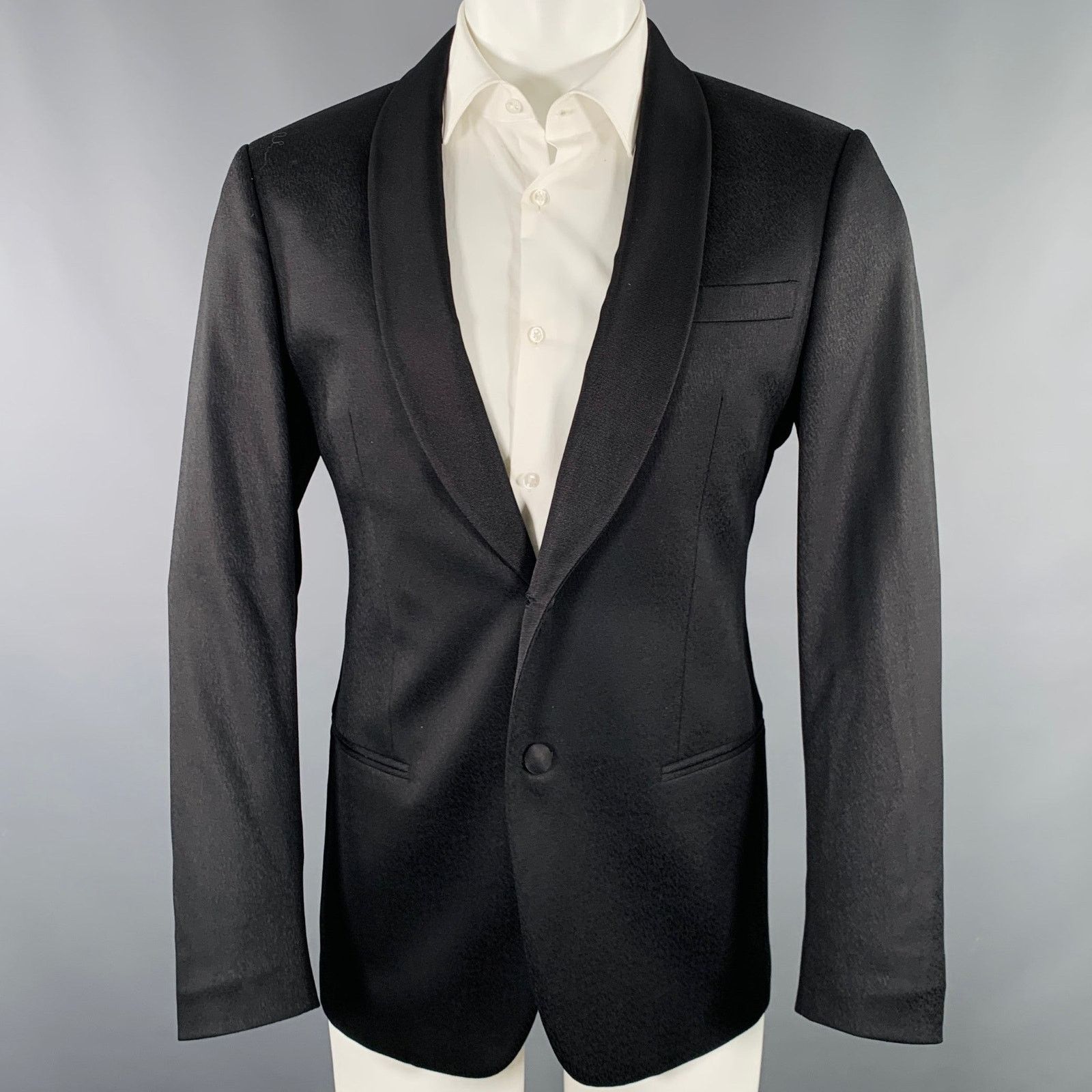 Giorgio Armani GIORGIO ARMANI Size 40 Black Jacquard Wool Blend Sport Coat Size 40R - 1 Thumbnail