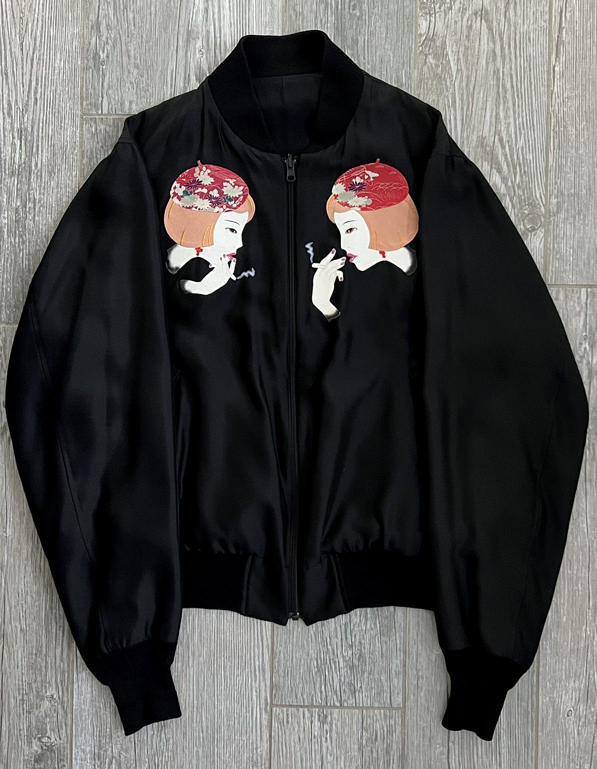 Yohji Yamamoto SS2004 Yohji Yamamoto Smoking Girl Runway Silk Bomber Jacket Size US L / EU 52-54 / 3 - 8 Thumbnail