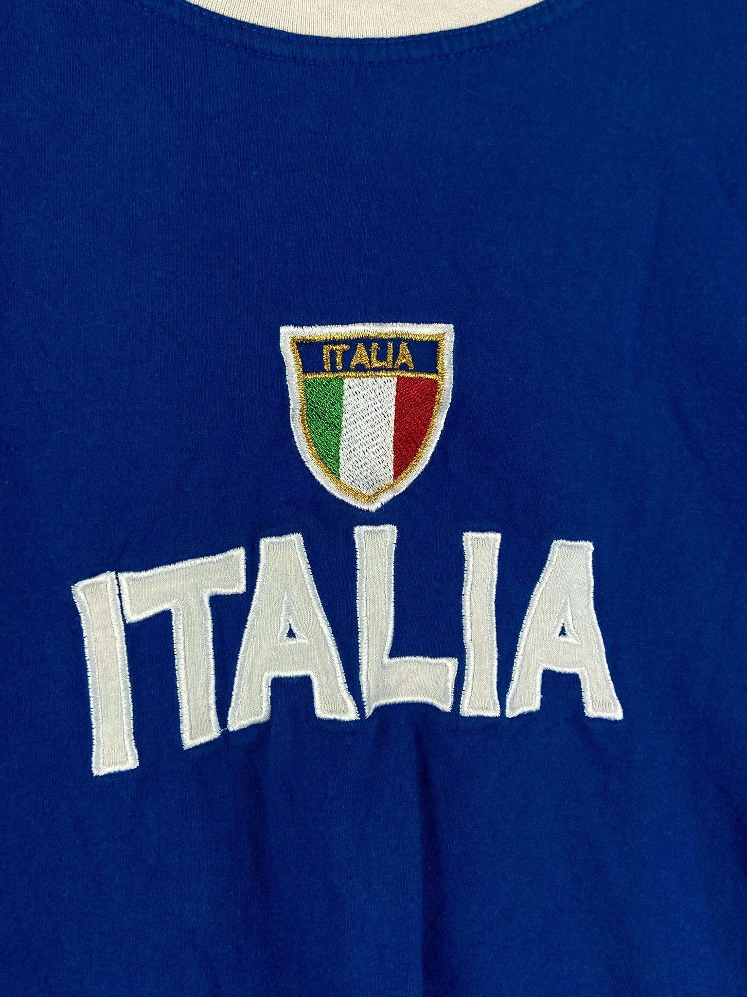 Vintage Italia Embroidered Soccer Tee Blue Retro Style S Size US S / EU 44-46 / 1 - 2 Thumbnail