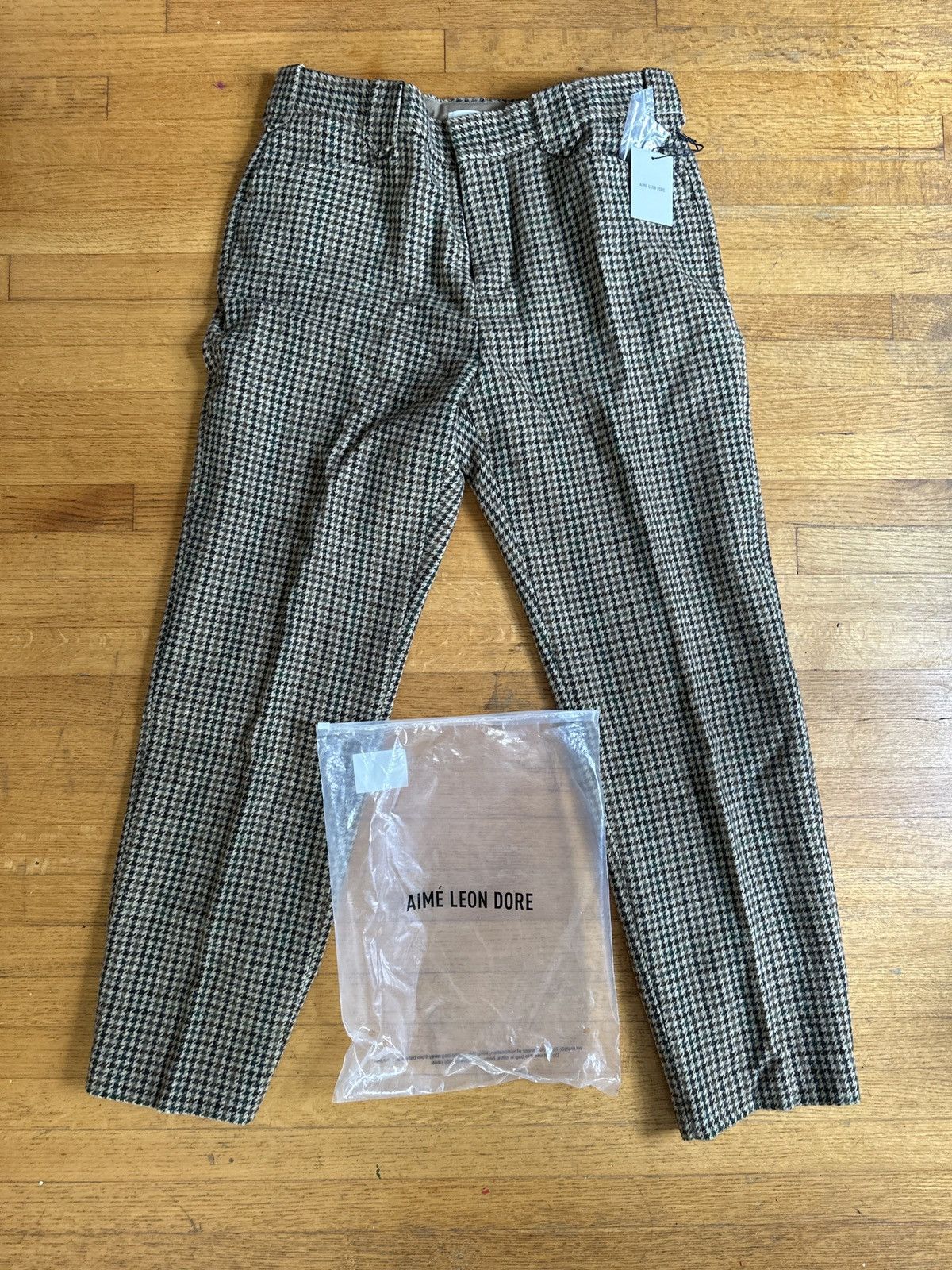 Pre-owned Aimé Leon Dore Houndstooth Wool Pants In Brown
