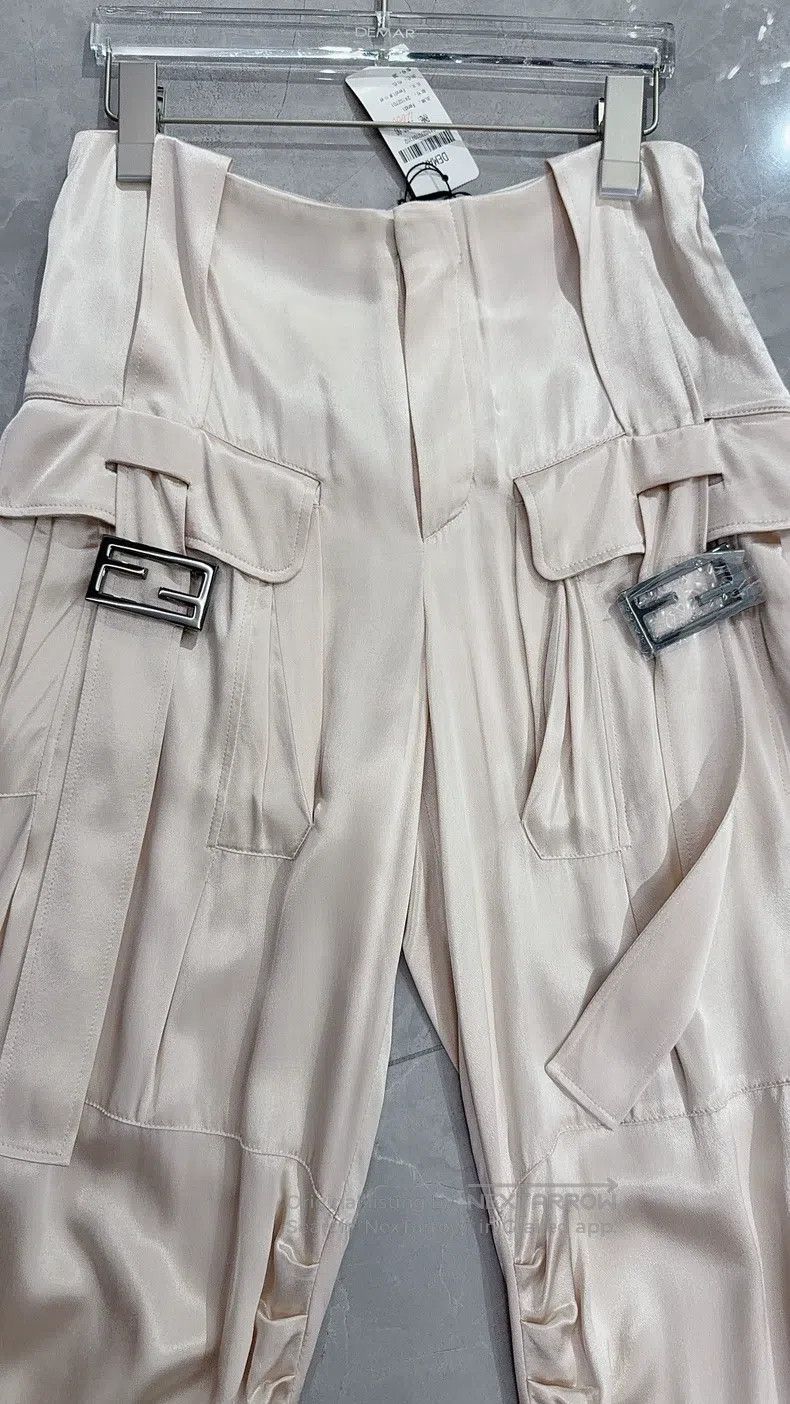 Fendi Fendi Champagne Silk Satin Wide Leg Pants Size 24" / US 00 / IT 34 - 2 Thumbnail