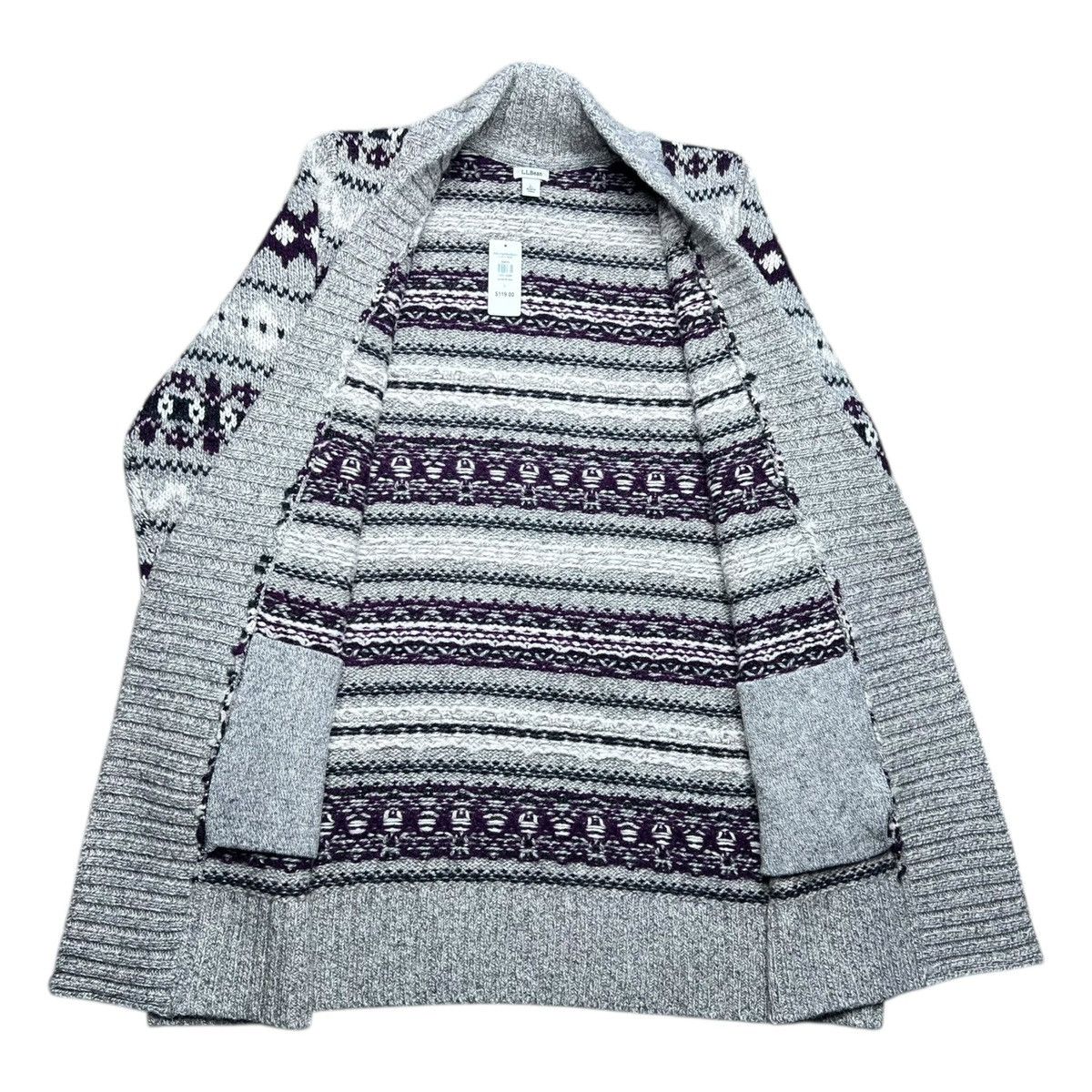 L.L. Bean NWT LL Bean 100% Lambs Wool Fair Isle Long Sweater Cardigan Size L / US 10 / IT 46 - 5 Thumbnail