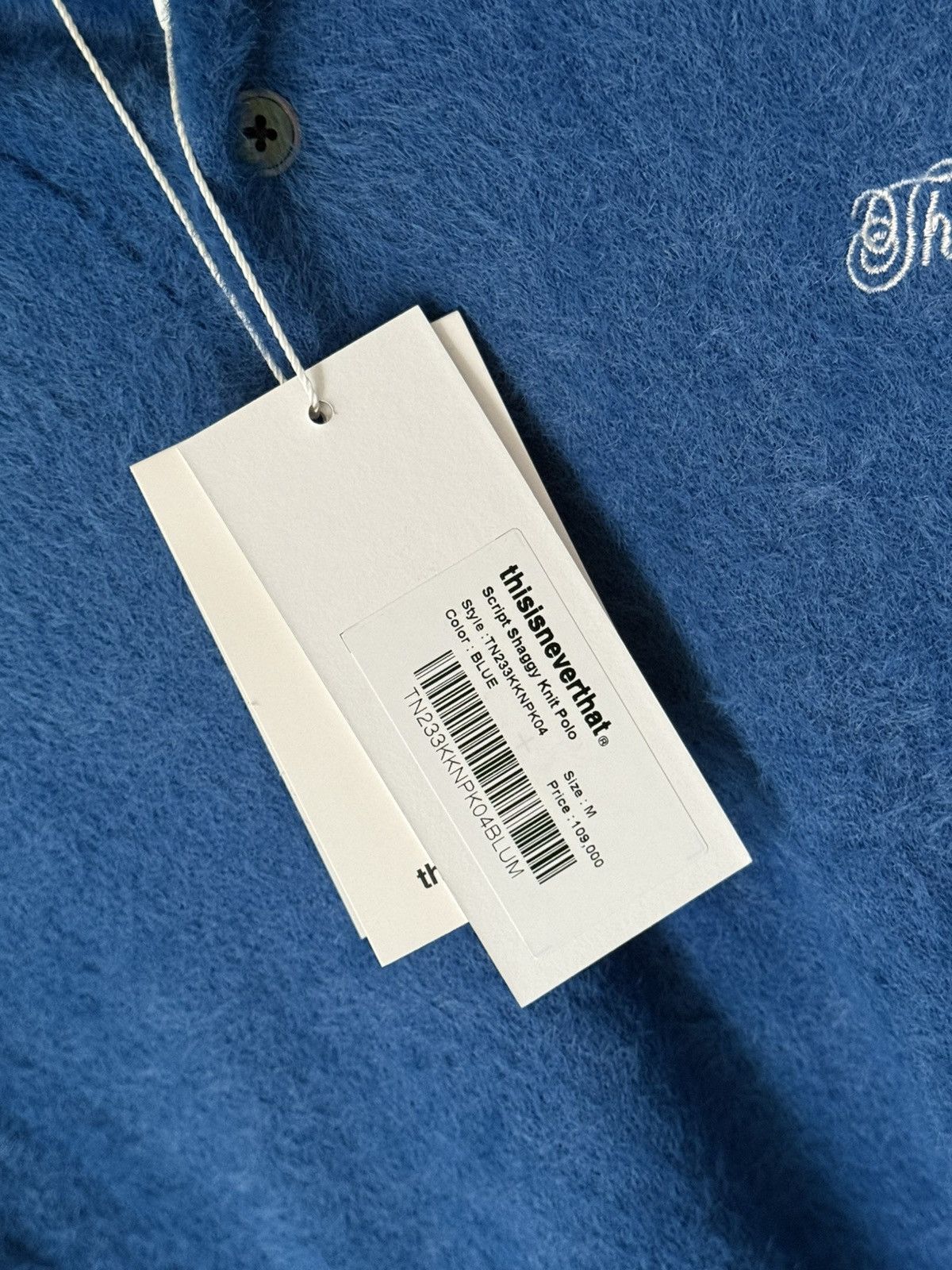 thisisneverthat Thisisneverthat Script Shaggy Knit Polo. Blue. Sweater Size US M / EU 48-50 / 2 - 10 Thumbnail