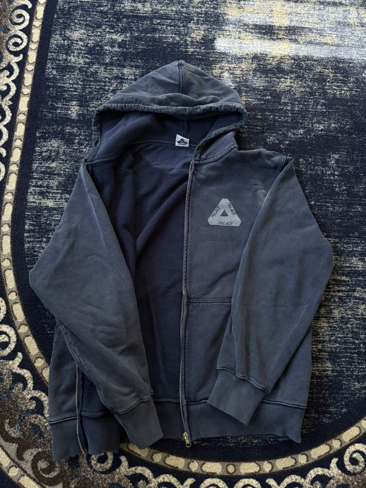 Palace × Streetwear Palace Shatter Embroidered Zip Up Hoodie Navy