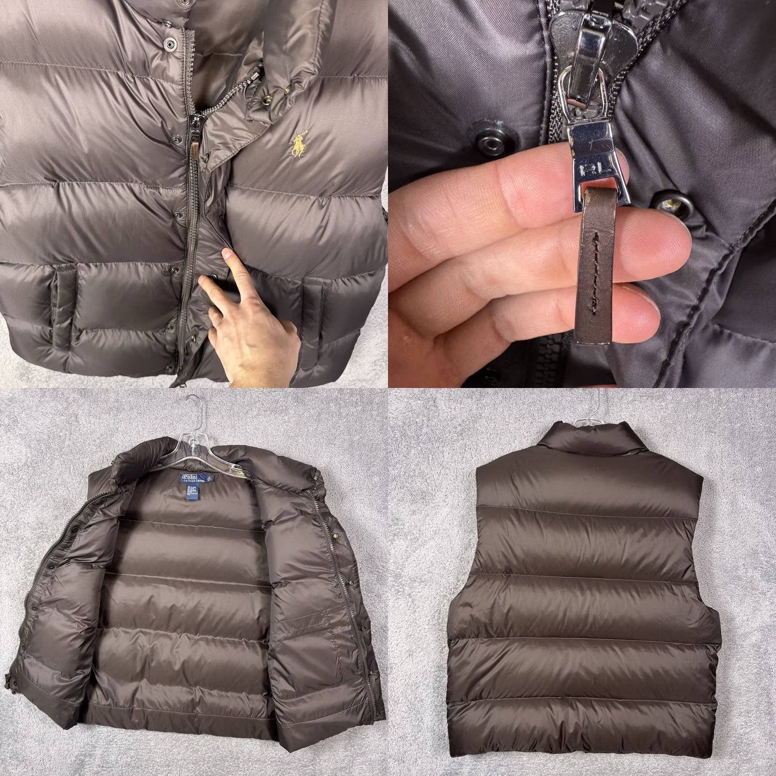 Polo Ralph Lauren VINTAGE Polo Ralph Lauren Down Vest Men L Full Zip Snap Puffer Quilted Brown 90s Size US L / EU 52-54 / 3 - 8 Thumbnail