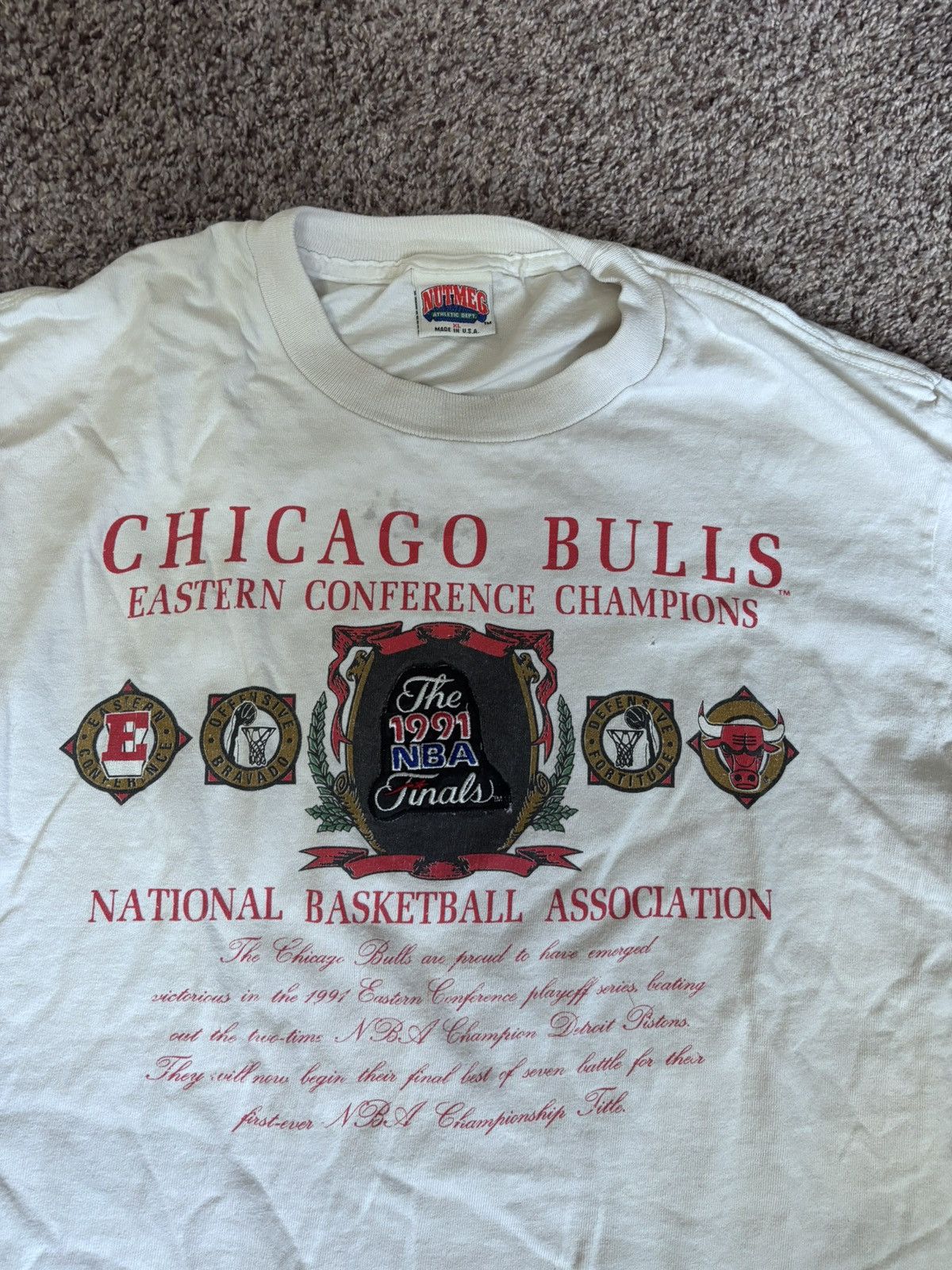NBA × Nutmeg × Vintage Vintage 1991 Nutmeg Chicago Bulls NBA Champions Shirt XL Size US XL / EU 56 / 4 - 2 Thumbnail